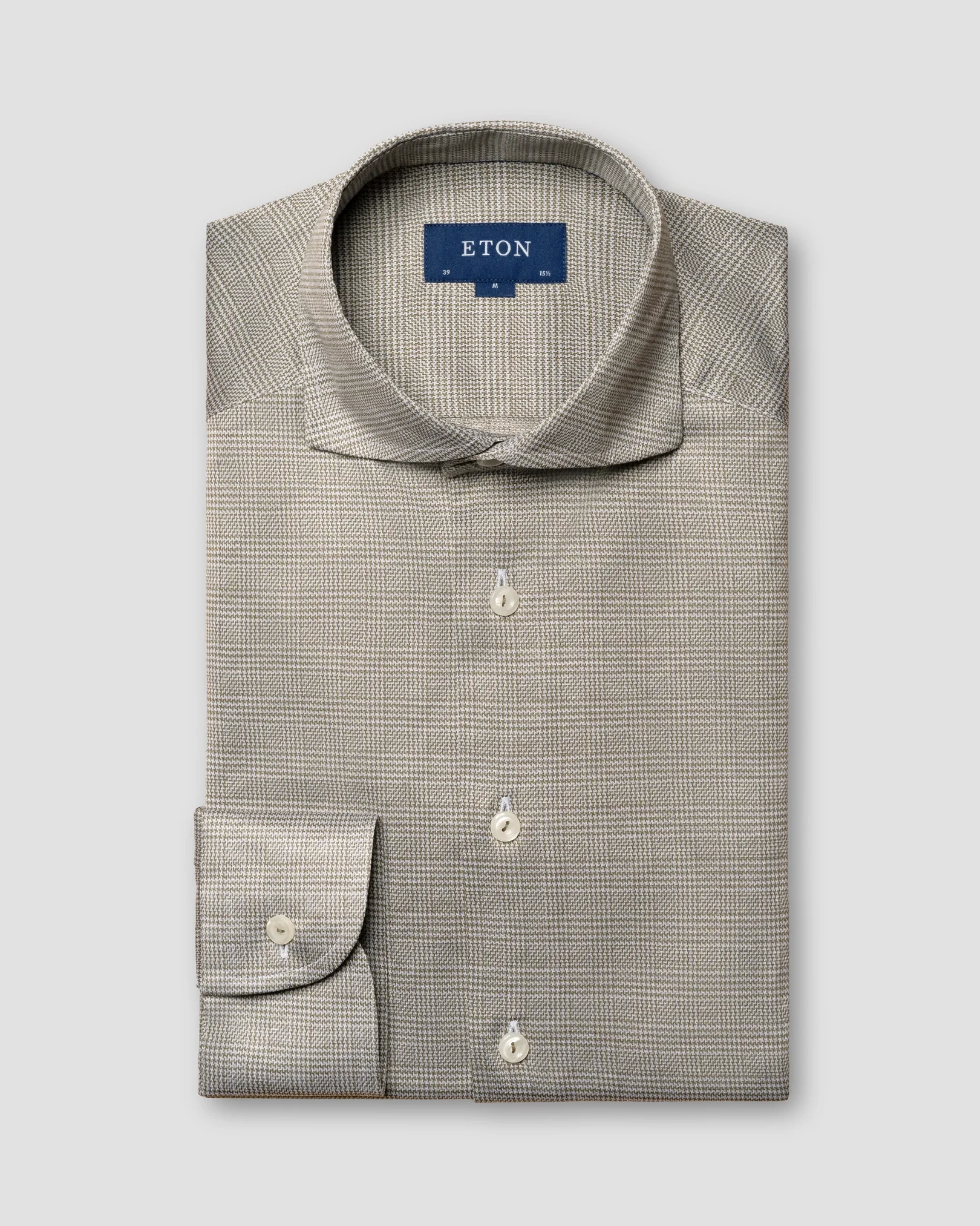 Eton - Green Checked Filo di Scozia Knitted Shirt