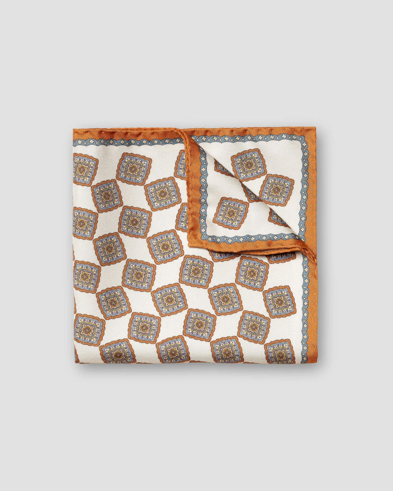 Eton - yellow geometric print panama silk pocket square