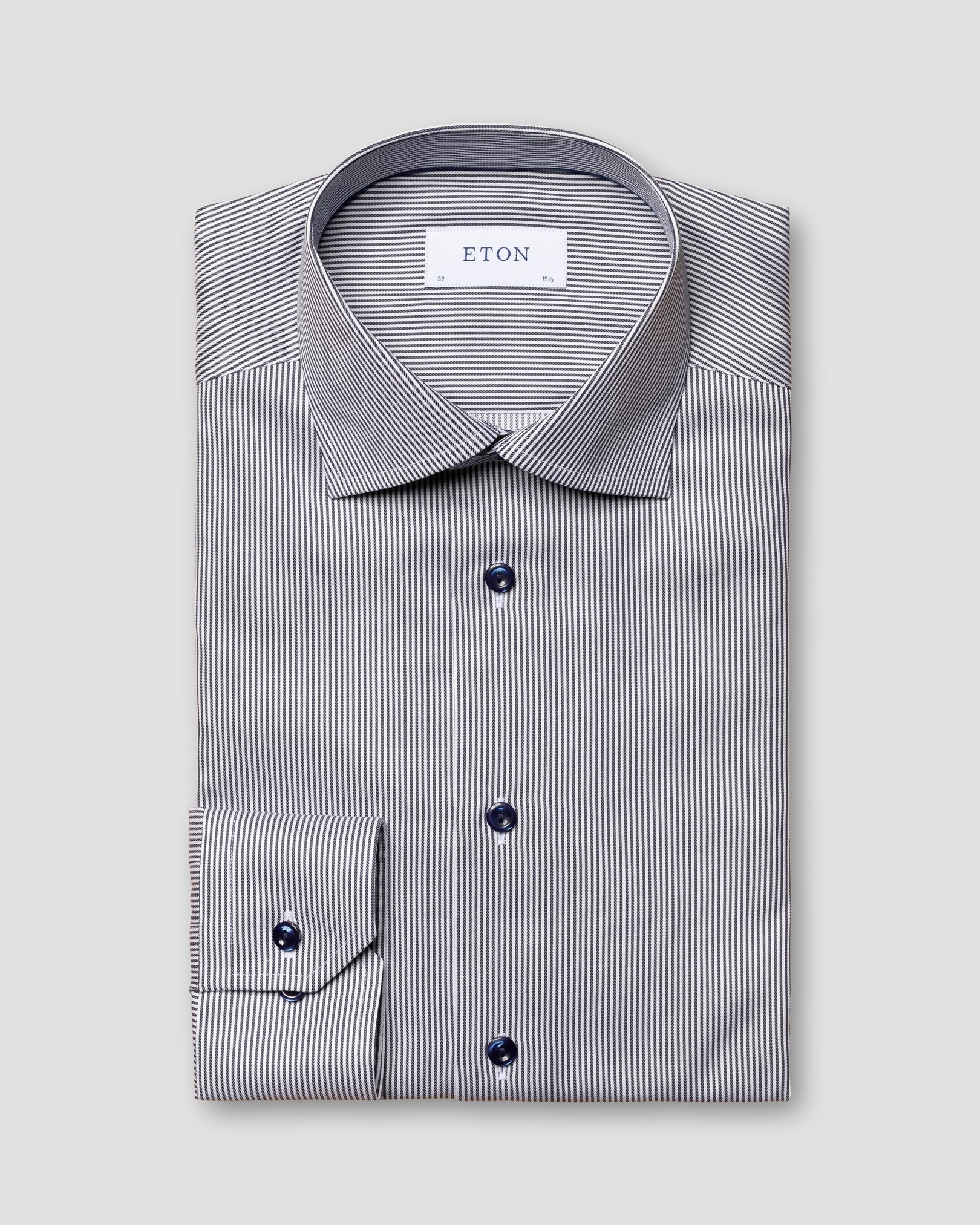 Eton - navy blue twill thin striped