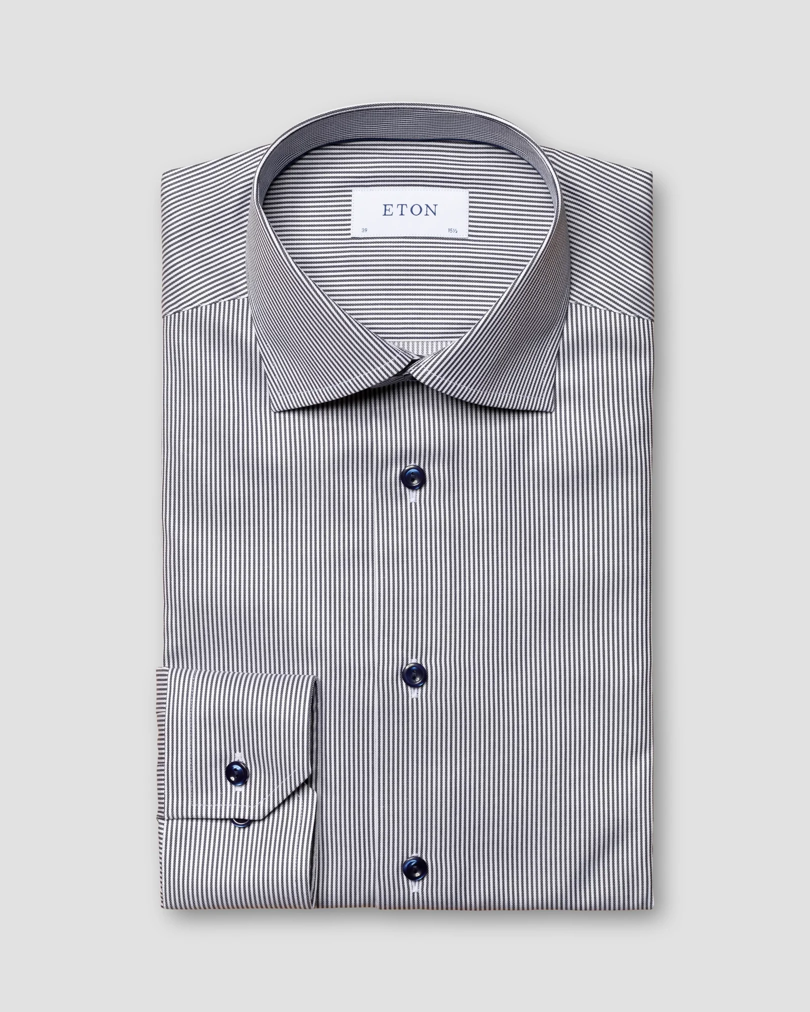 Eton - navy blue twill thin striped
