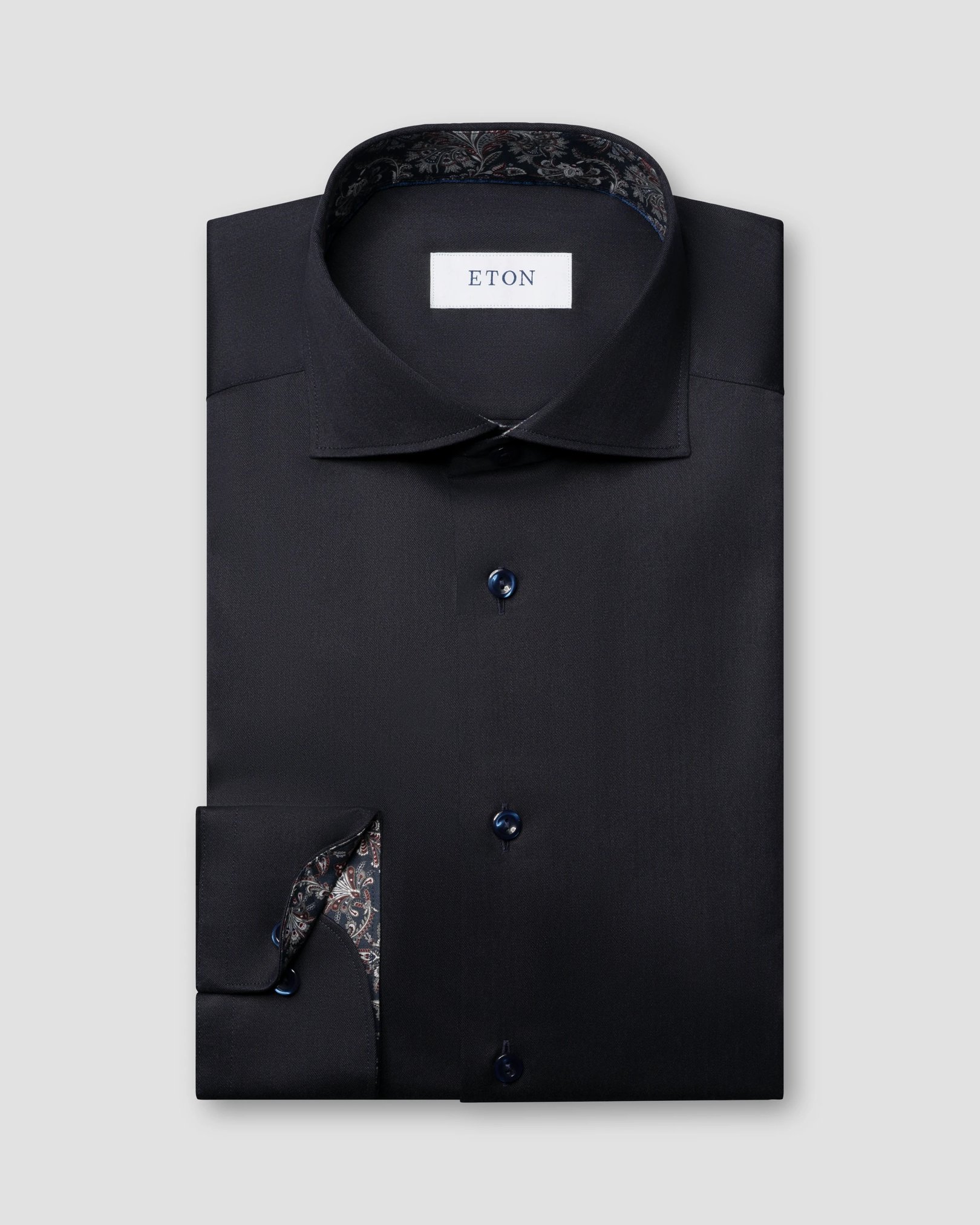 Eton - wide spread navy blue signature twill