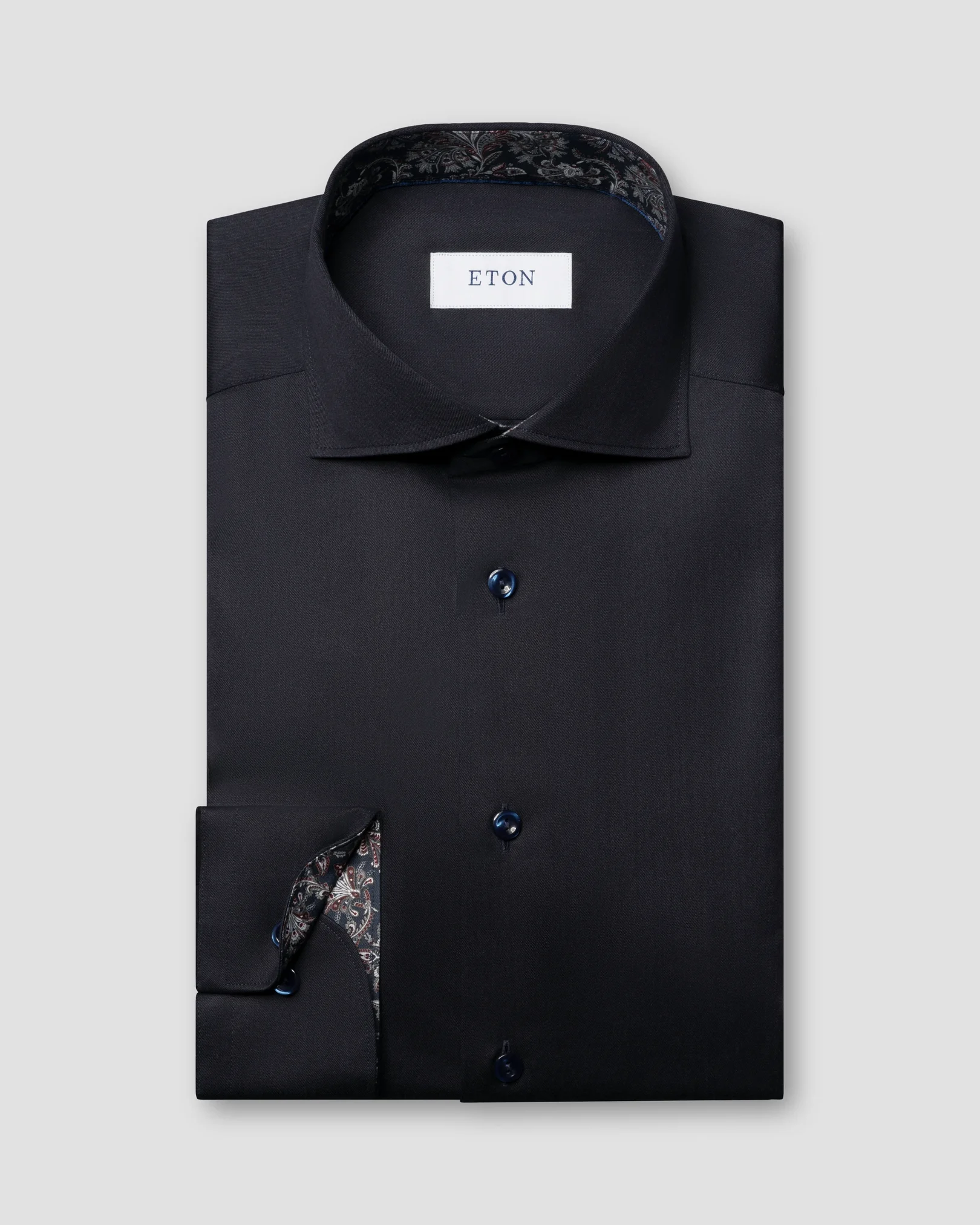 Eton - wide spread navy blue signature twill