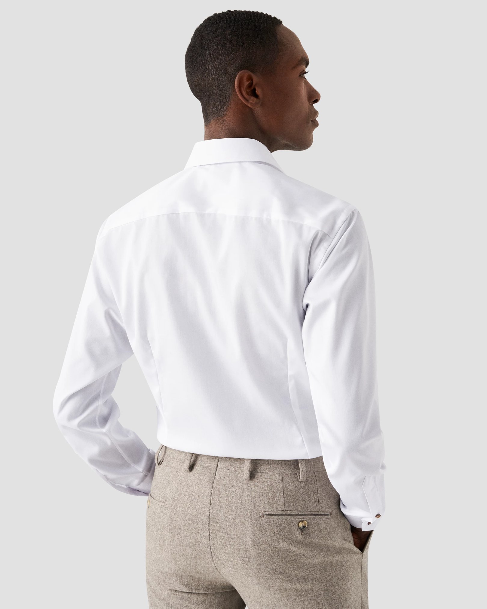 Eton - white signature twill floral contrast
