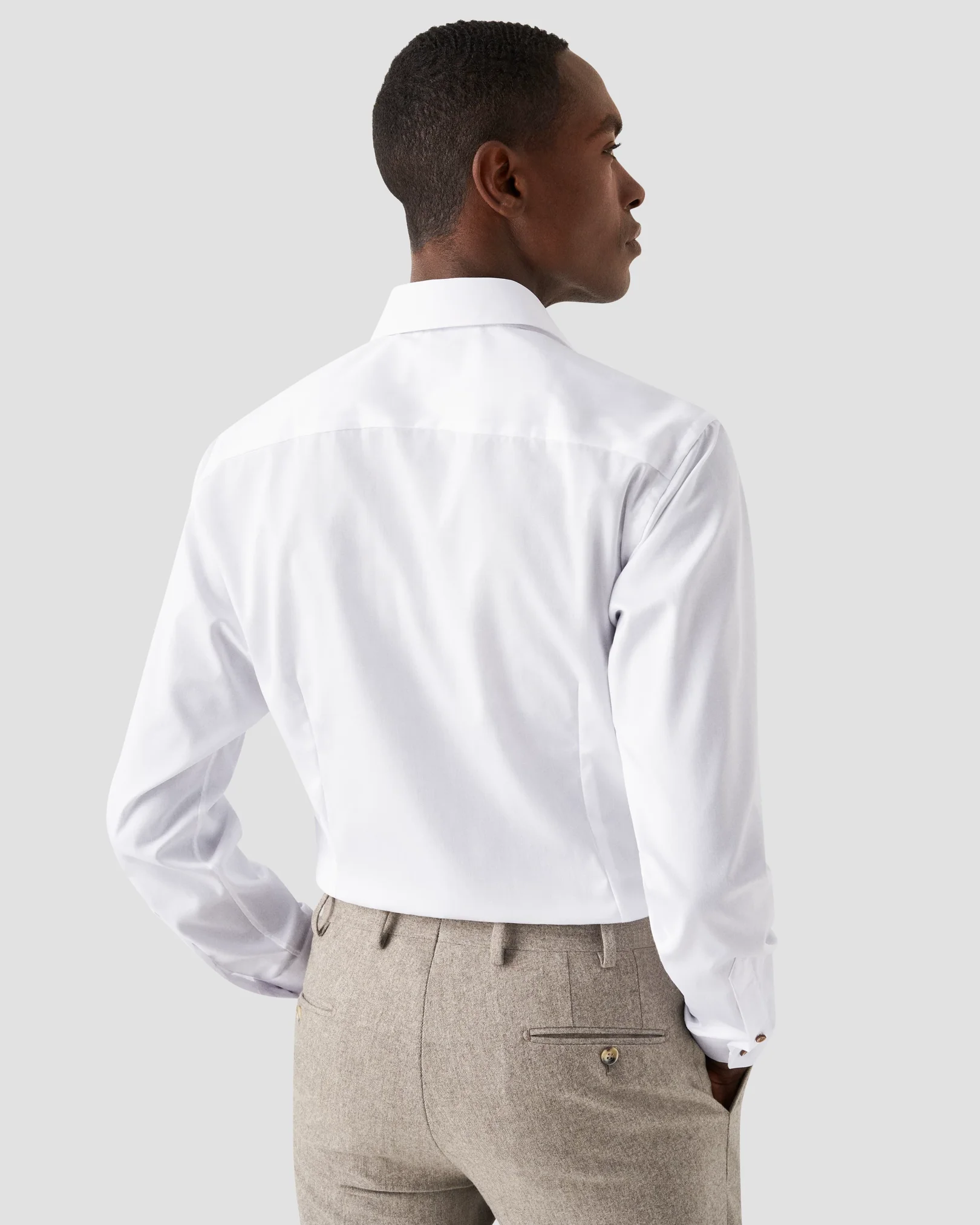 Eton - white signature twill floral contrast