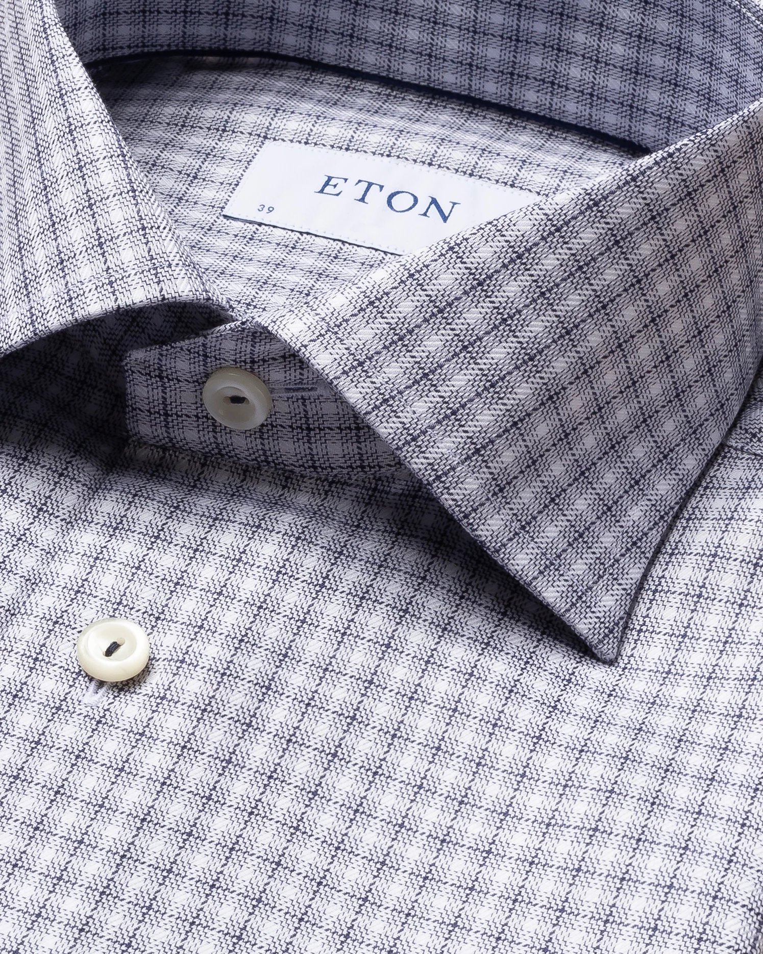 Eton - navy micro check stretch shirt