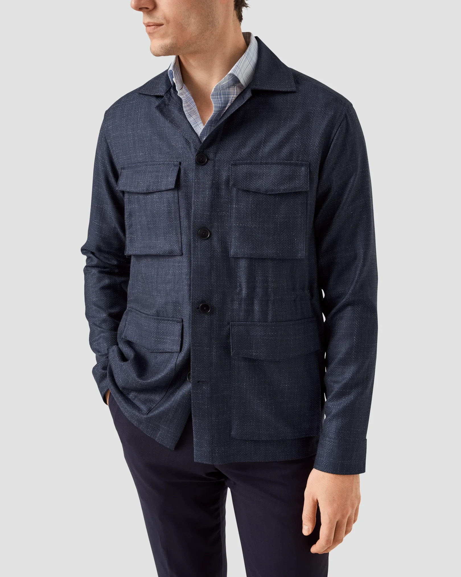 Eton - navy blue regular blend overshirt