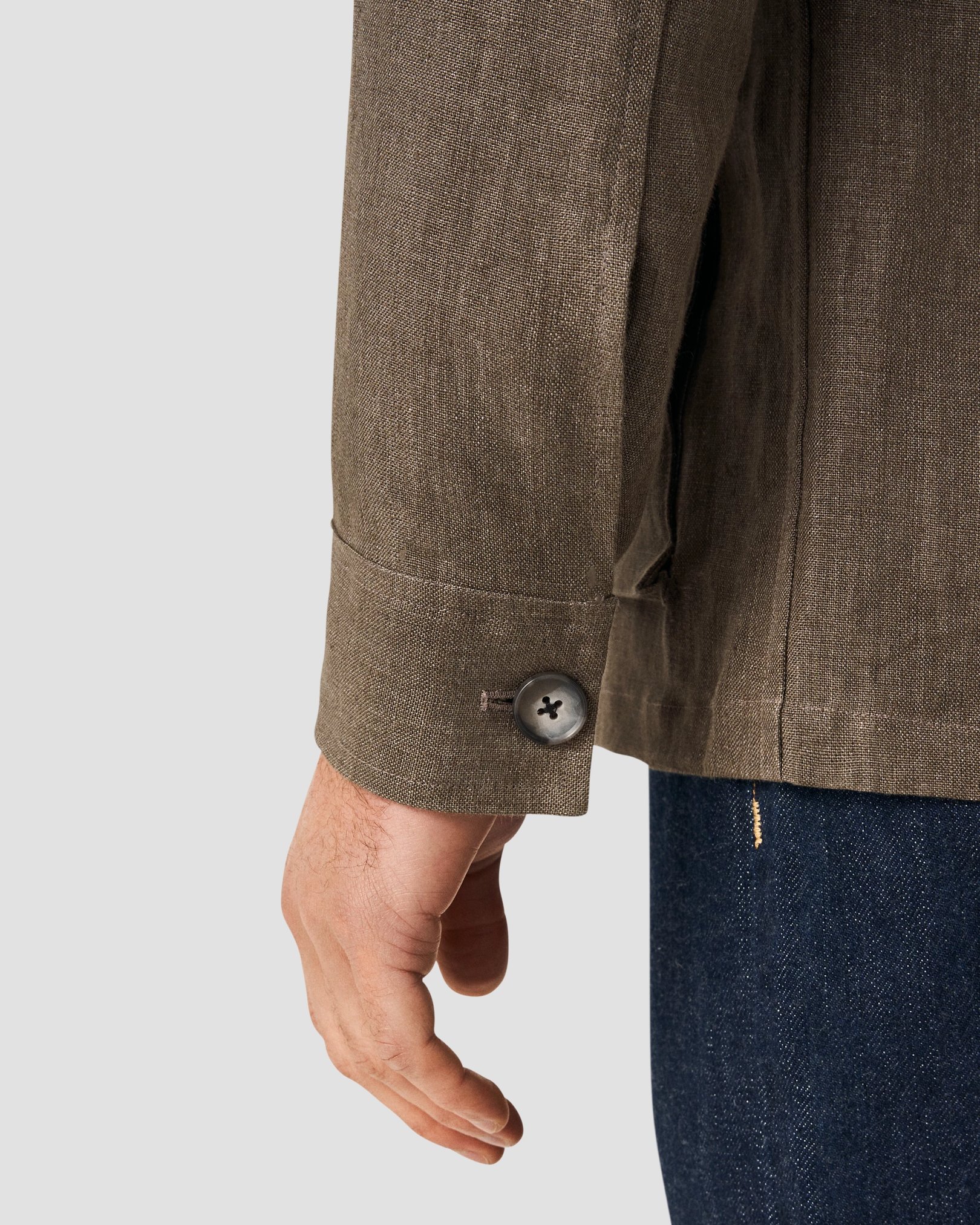 Eton - dark green turndown collar overshirt