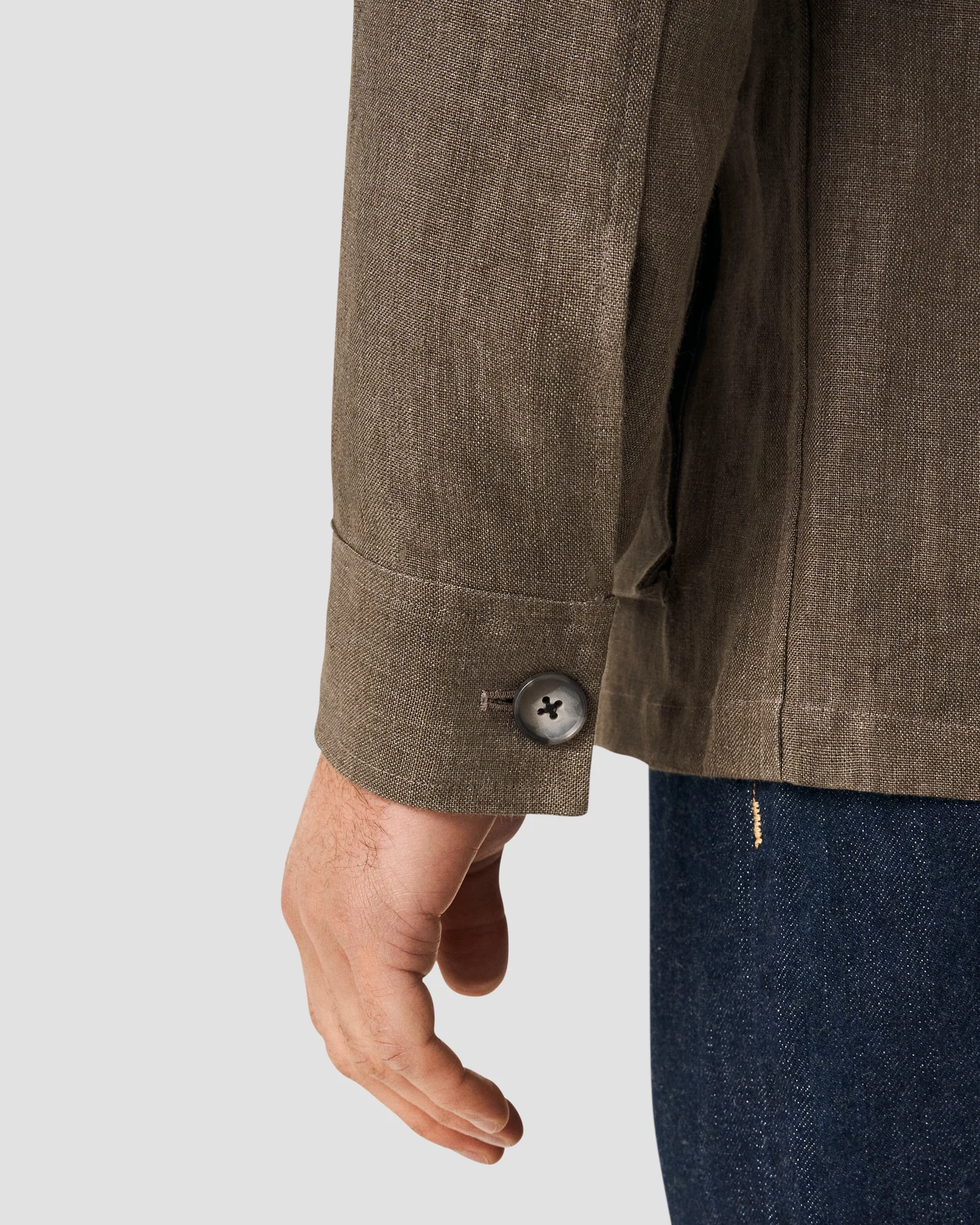 Eton - dark green turndown collar overshirt