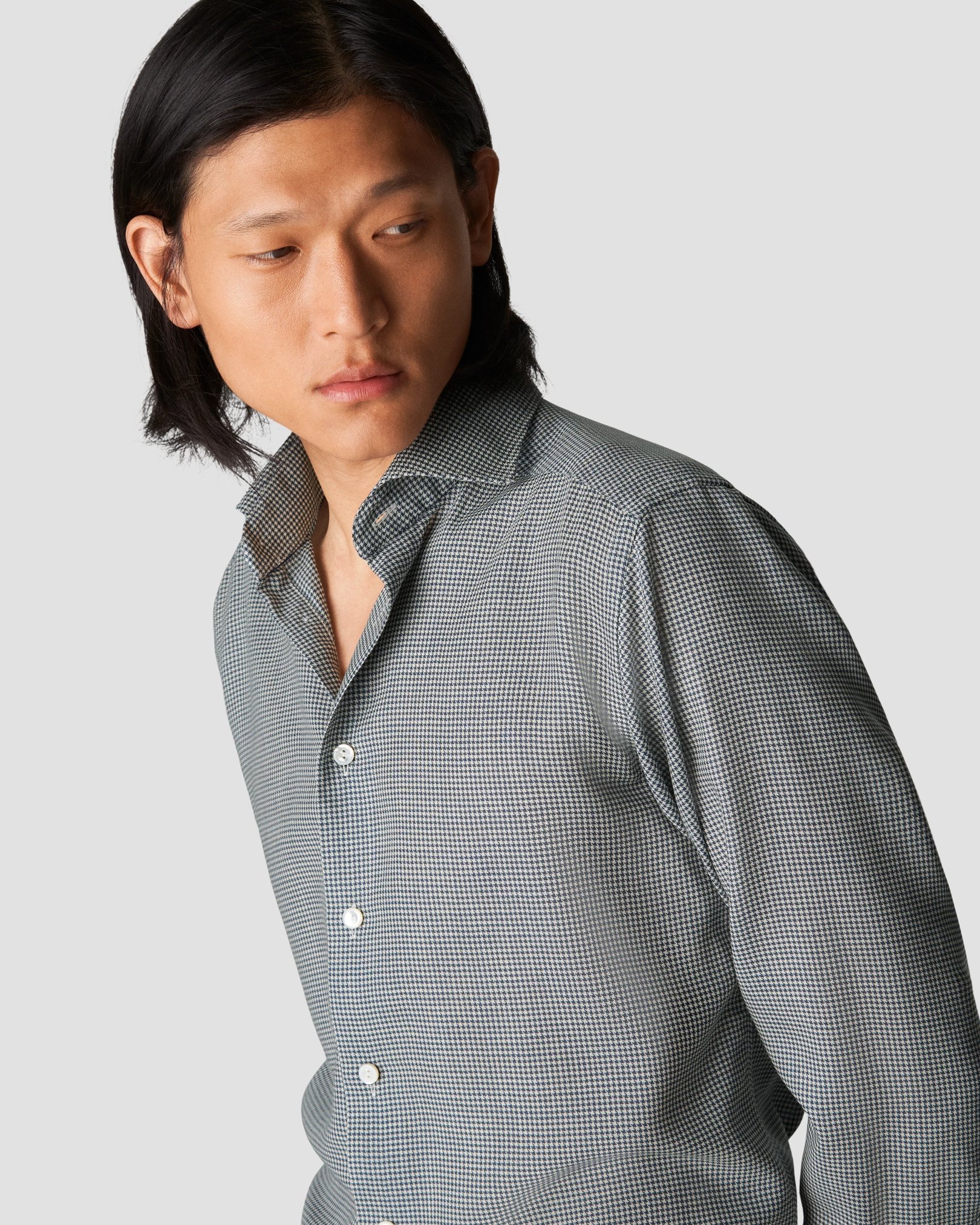 Eton - mid blue twill wide spread