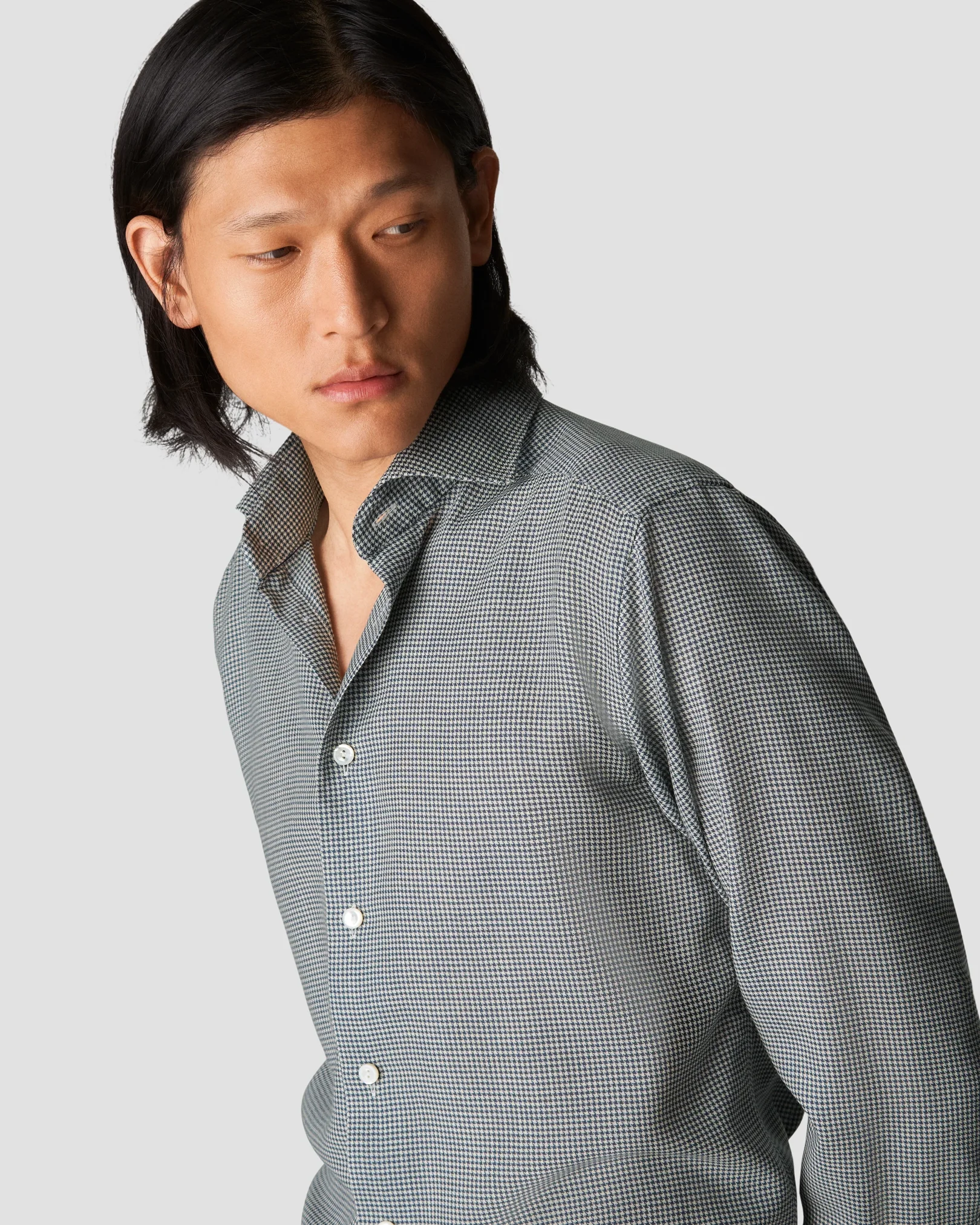 Eton - mid blue twill wide spread