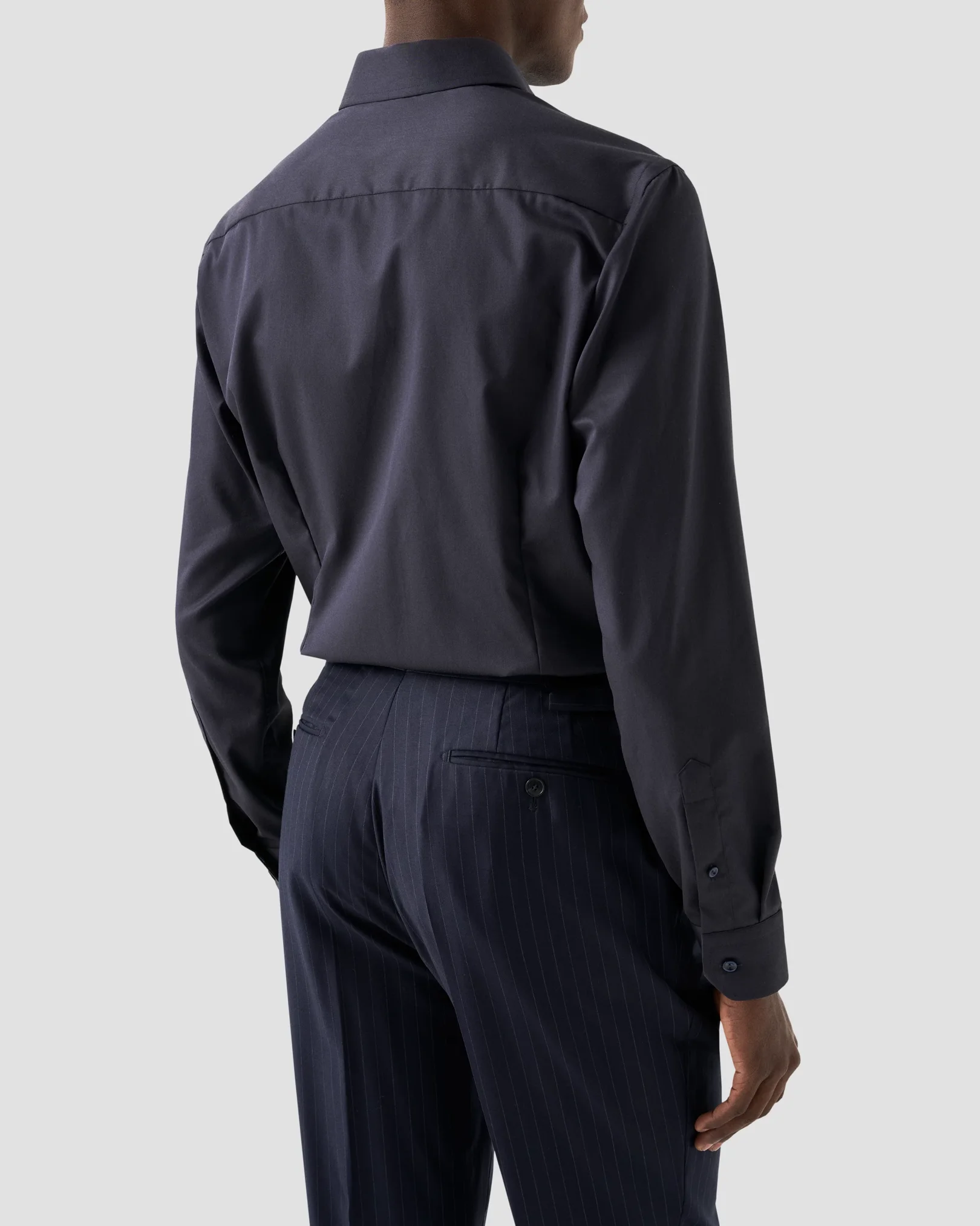 Eton - navy blue signature twill shirt with special details