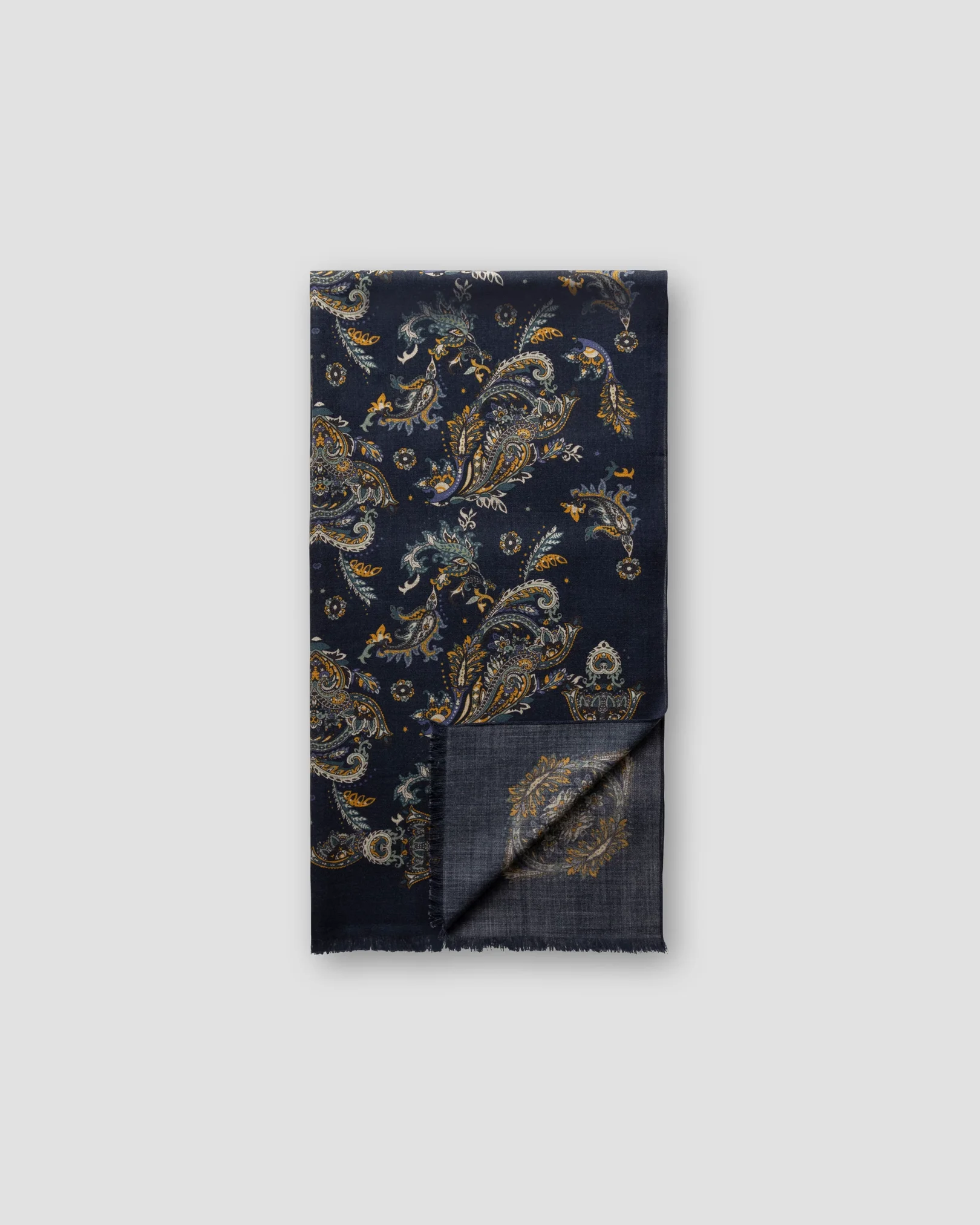 Eton - midnight blue paisley fine wool scarf