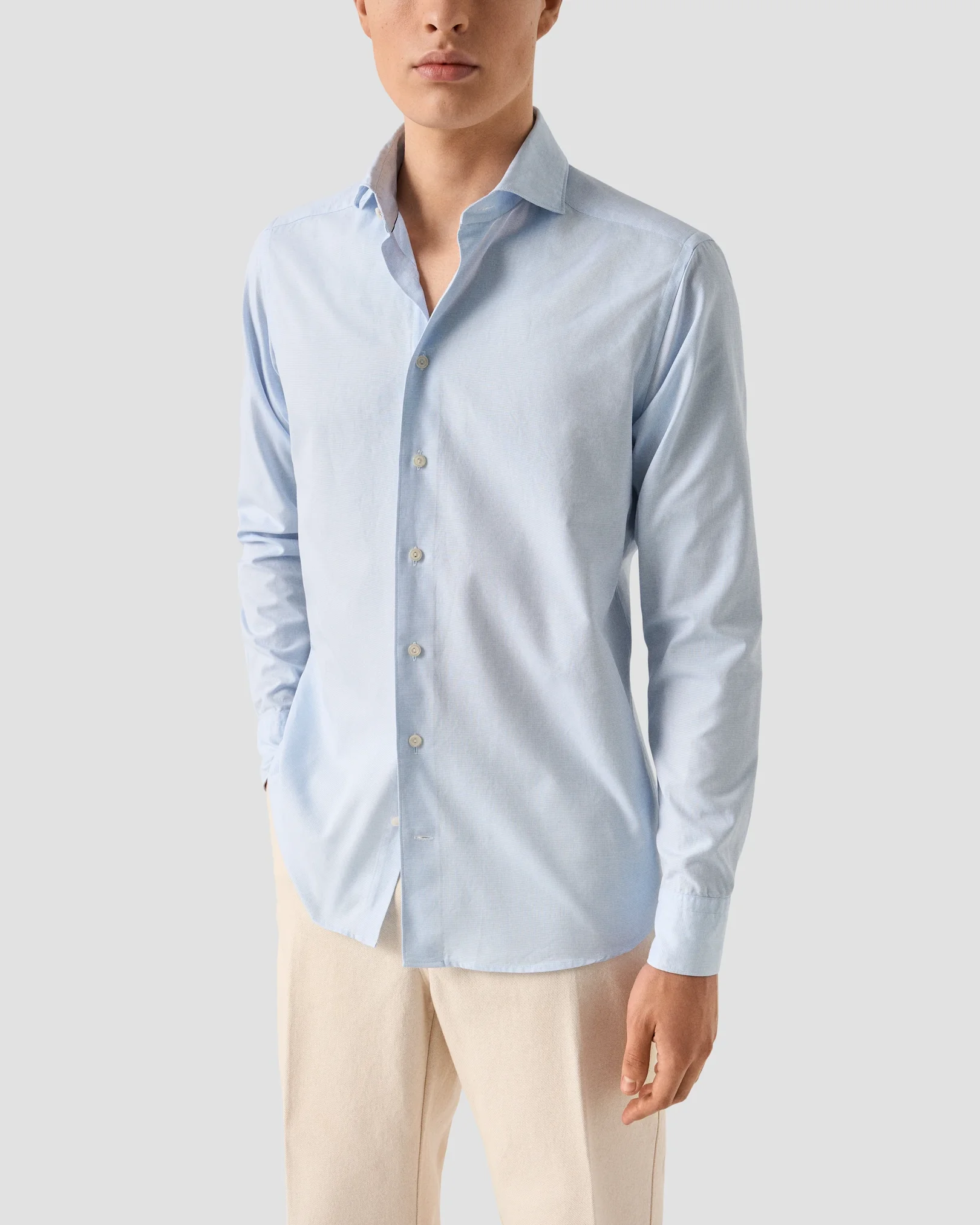 Eton - solid royal oxford shirt light blue