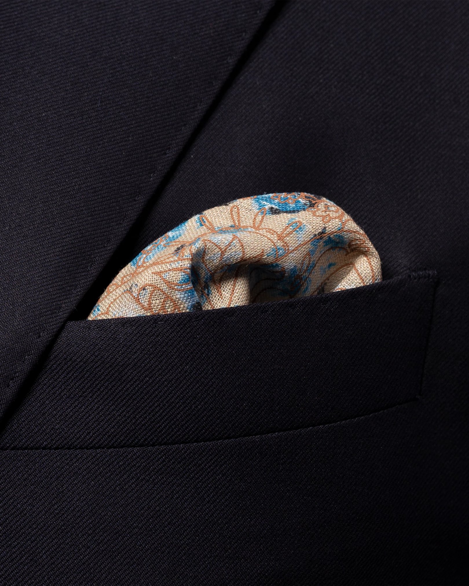 Eton - navy double patterned pocket square