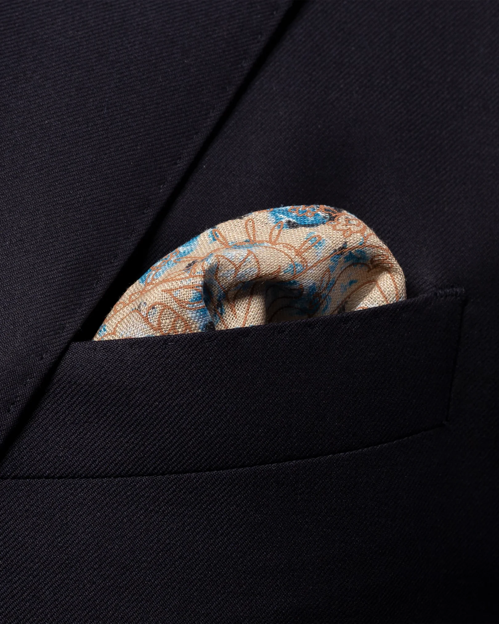 Eton - navy double patterned pocket square