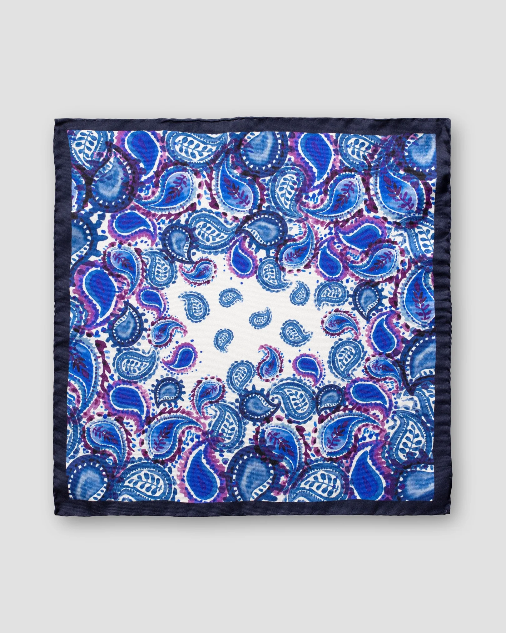 Eton - navy watercolour paisley pocket square