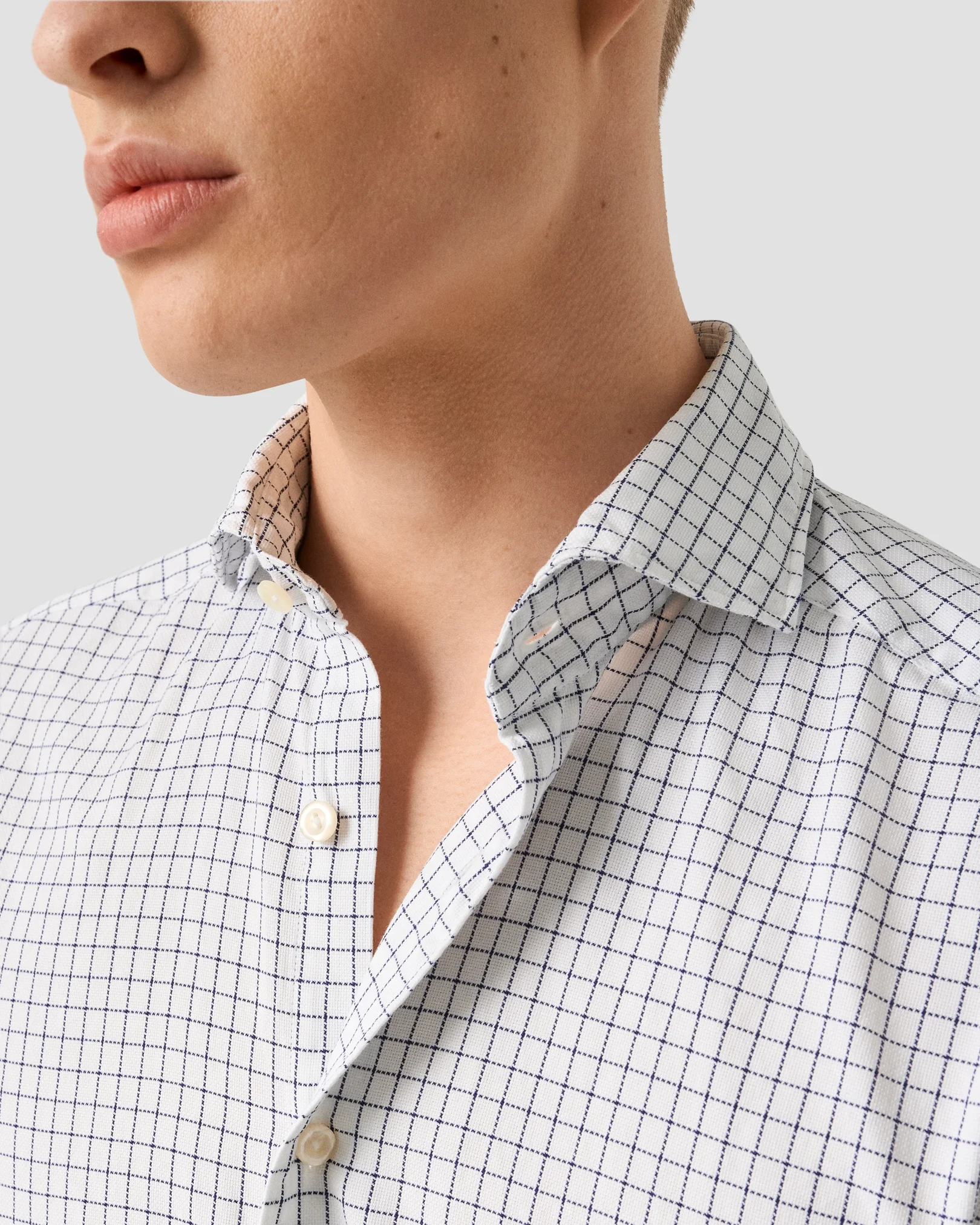 Eton - check royal oxford shirt navy blue
