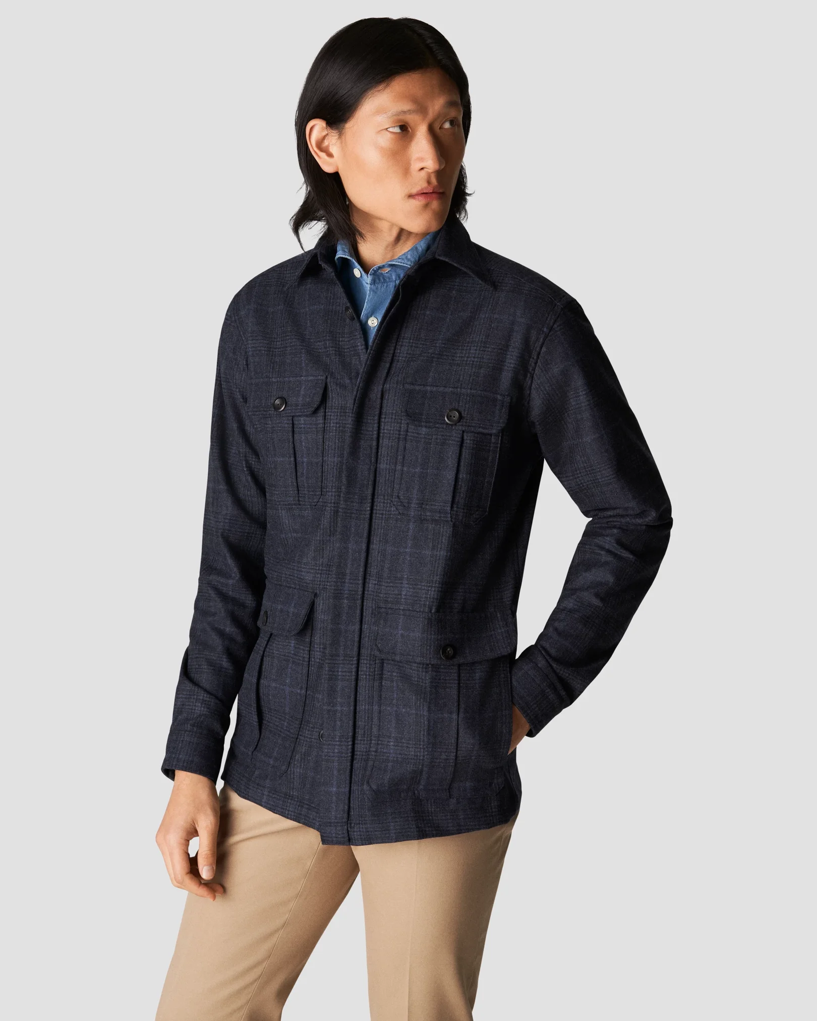 Eton - navy twill wool cashmere