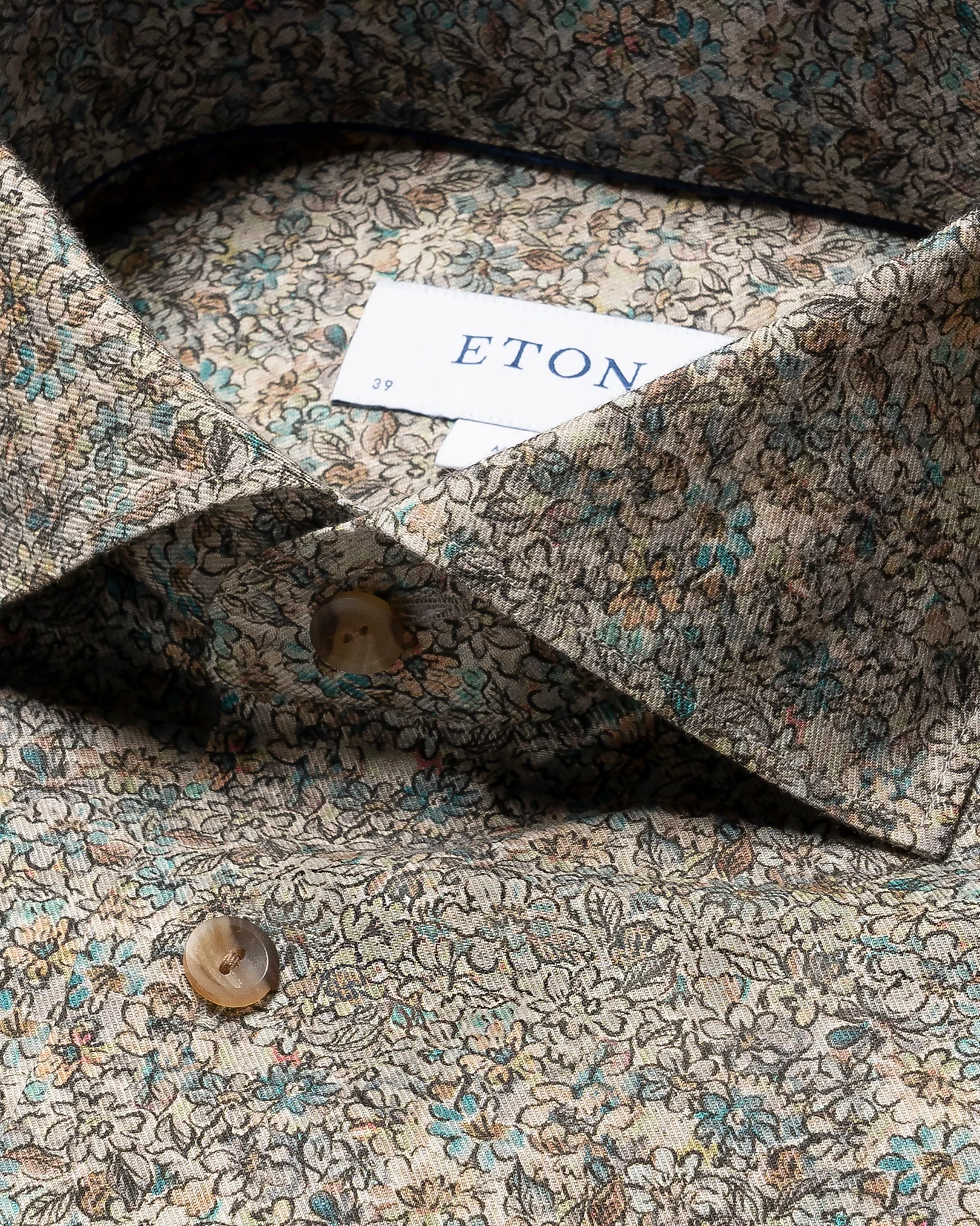 Eton - beige floral signature twill shirt