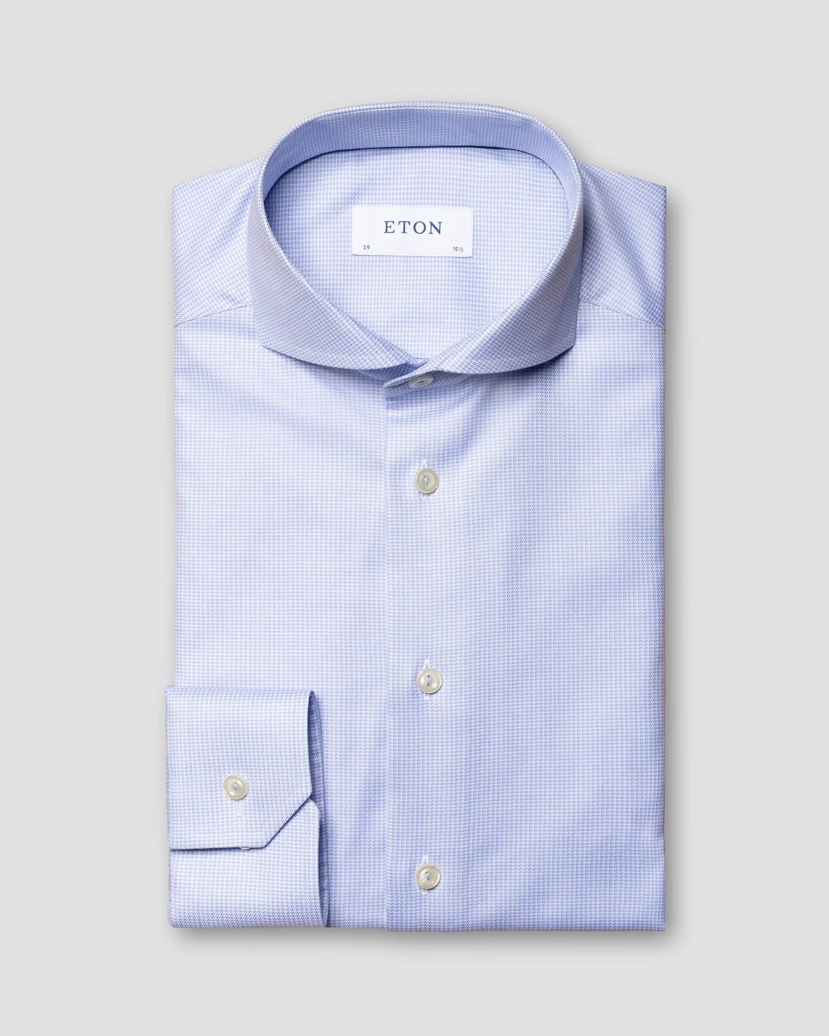 Eton - light blue cotton and tencel extreme cut away single slim
