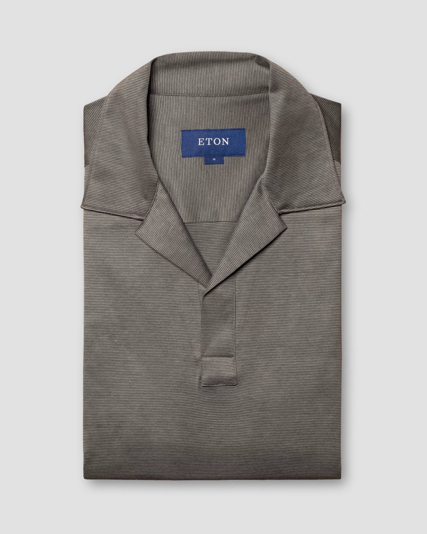 Eton - dark green interlock jersey open collar