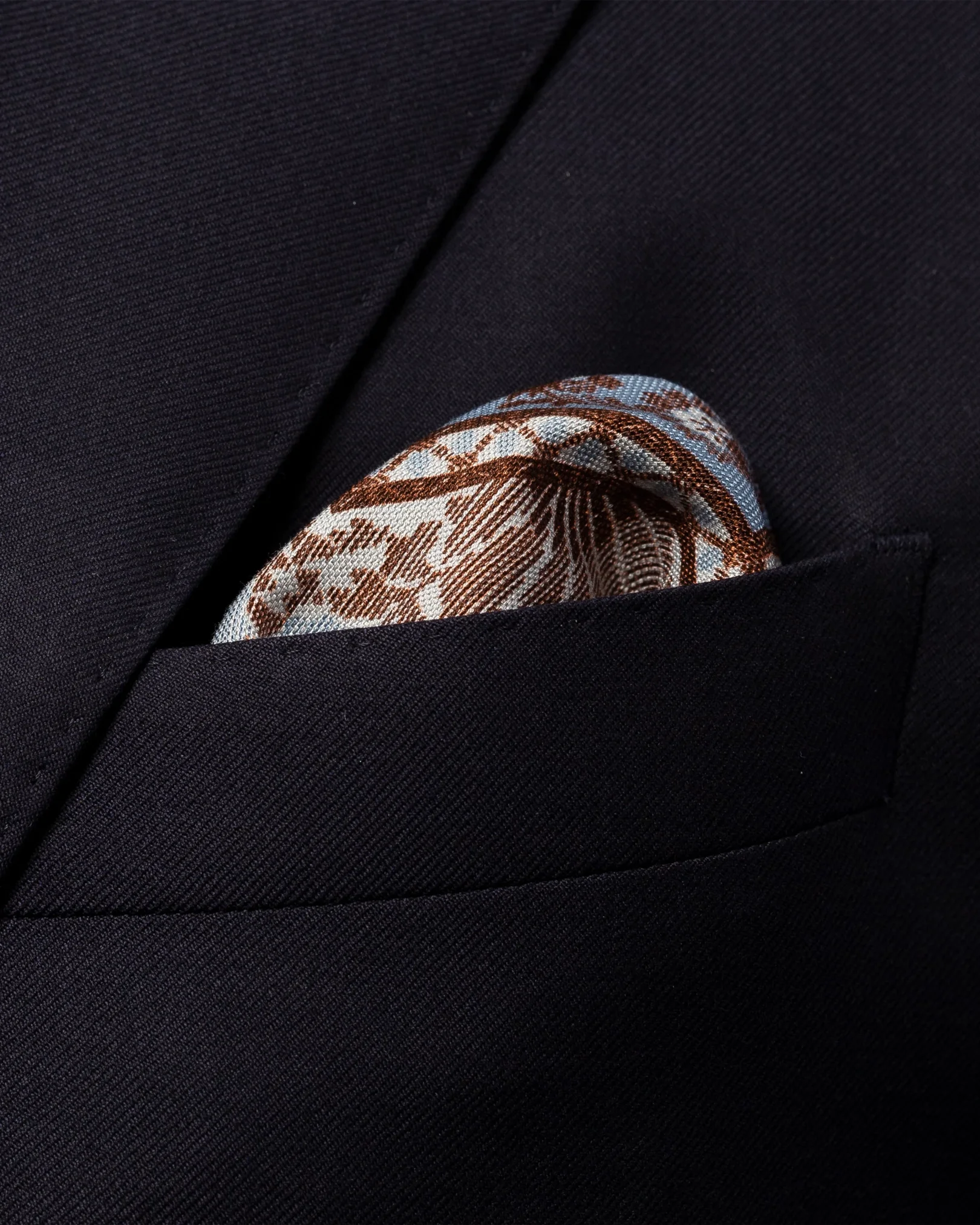 Eton - brown paisley cotton silk pocket square