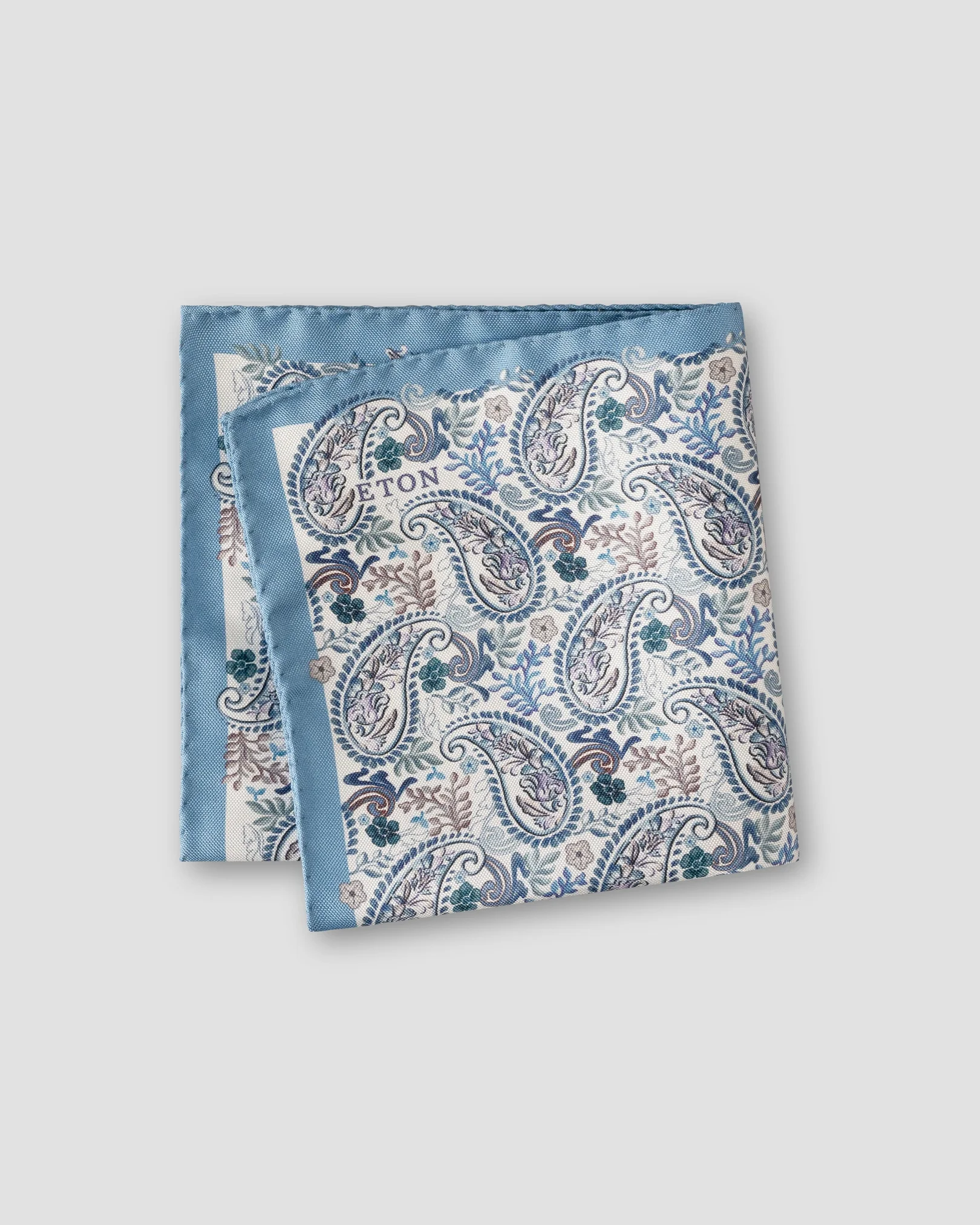 Eton - mid blue paisley silk pocket square