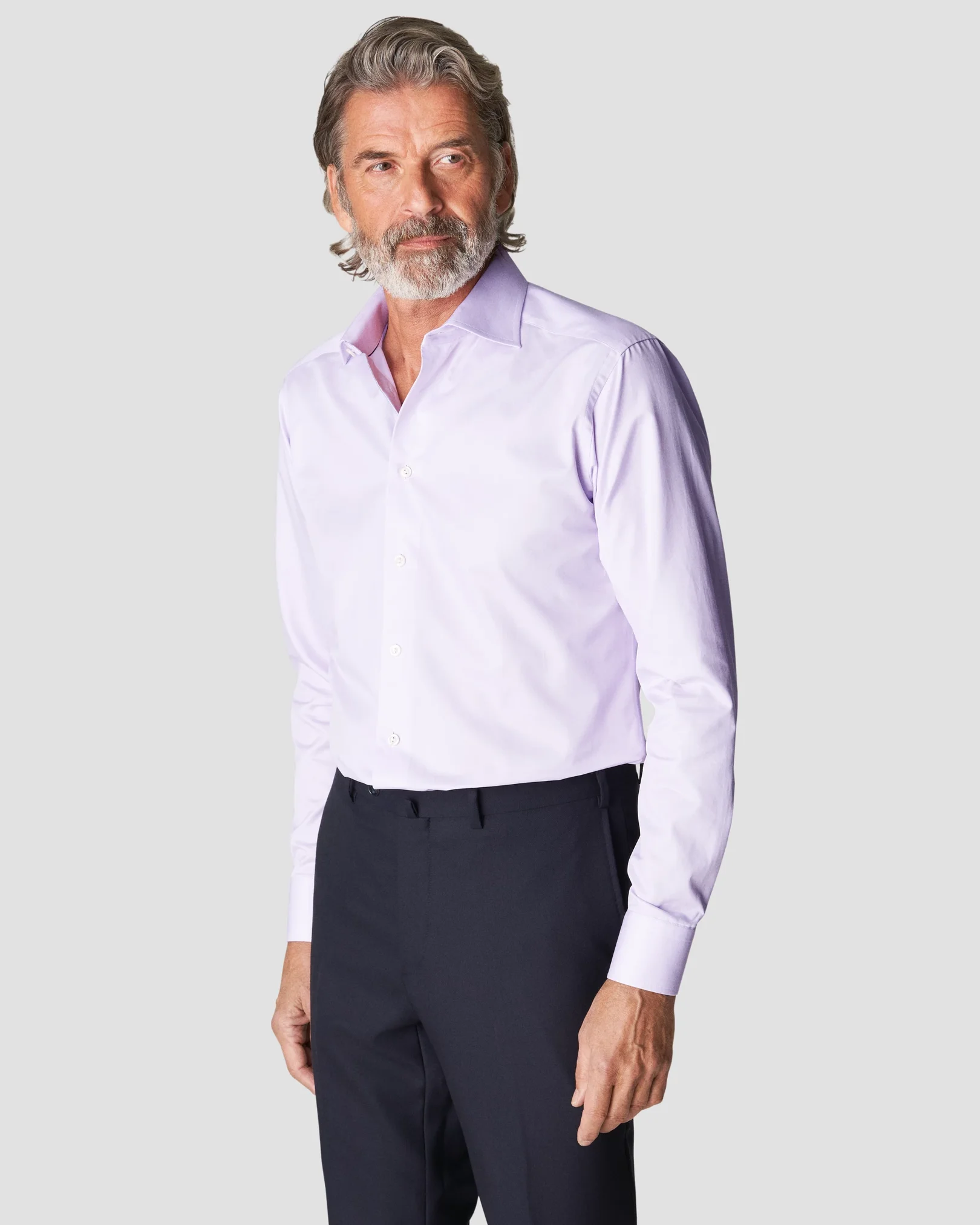 Eton - light purple signature twill cutaway shirt