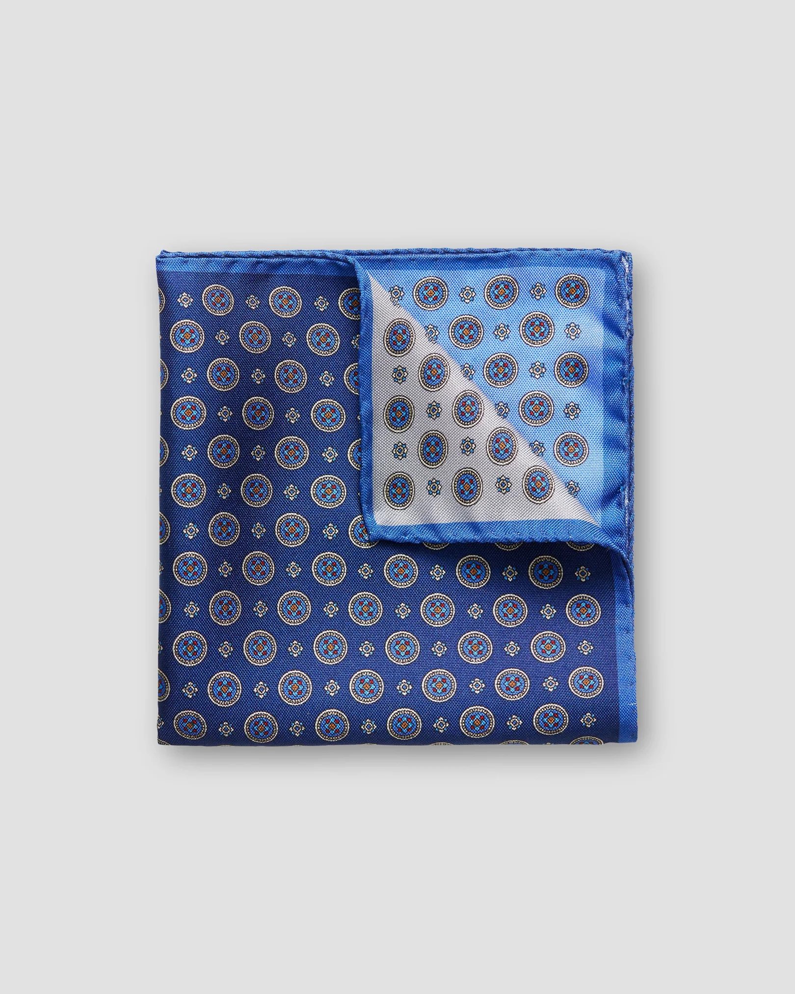 Eton - Blaues Seiden-Einstecktuch – vier Quadrate