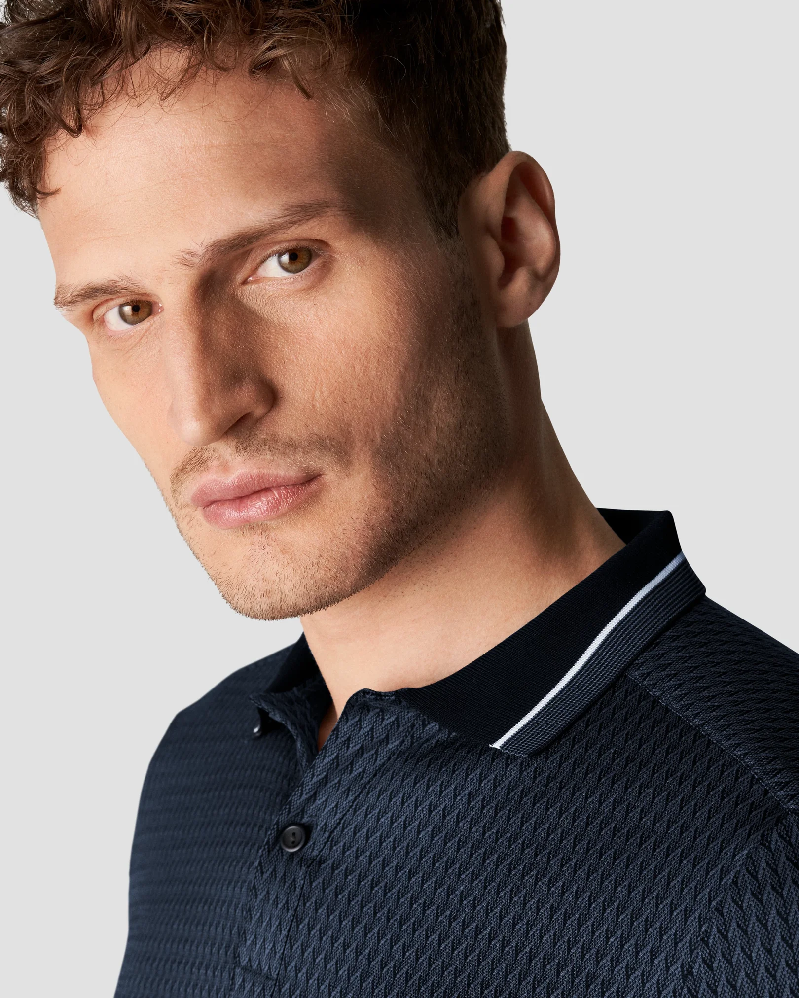 Eton - navy blue jacquard knit