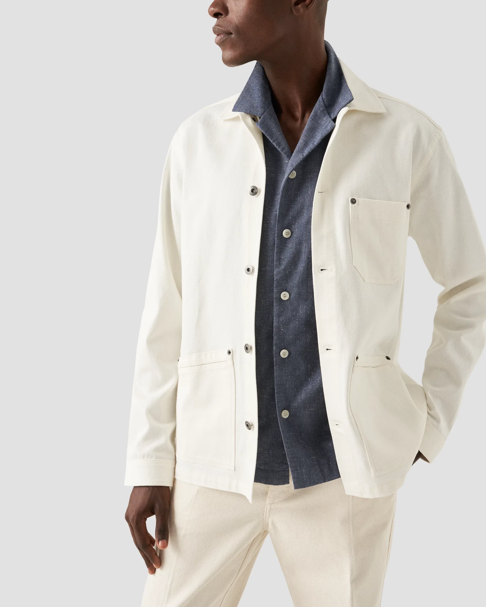 Eton - dark blue recycled cotton resort shirt