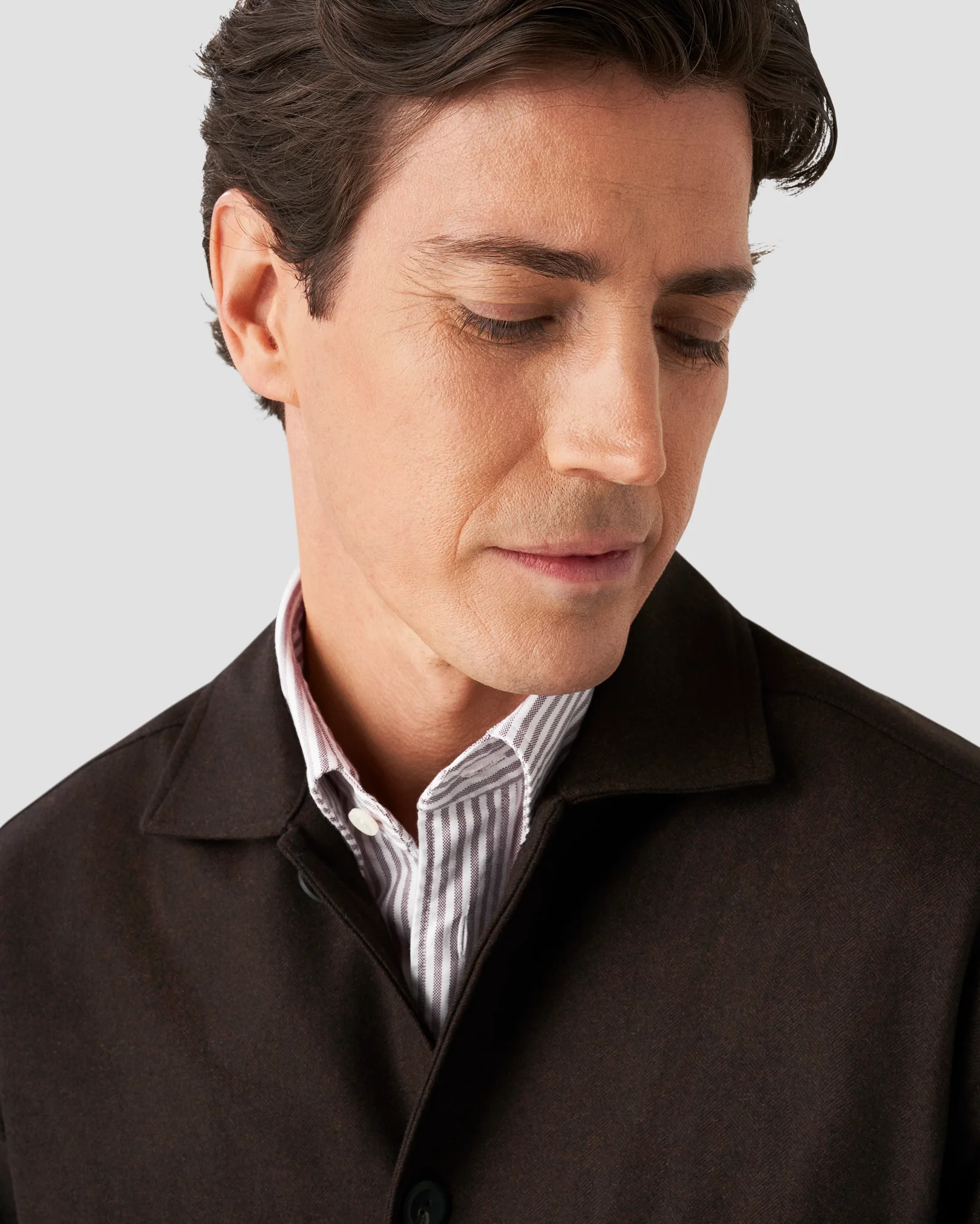 Eton - dark brown heavy flannel overshirt