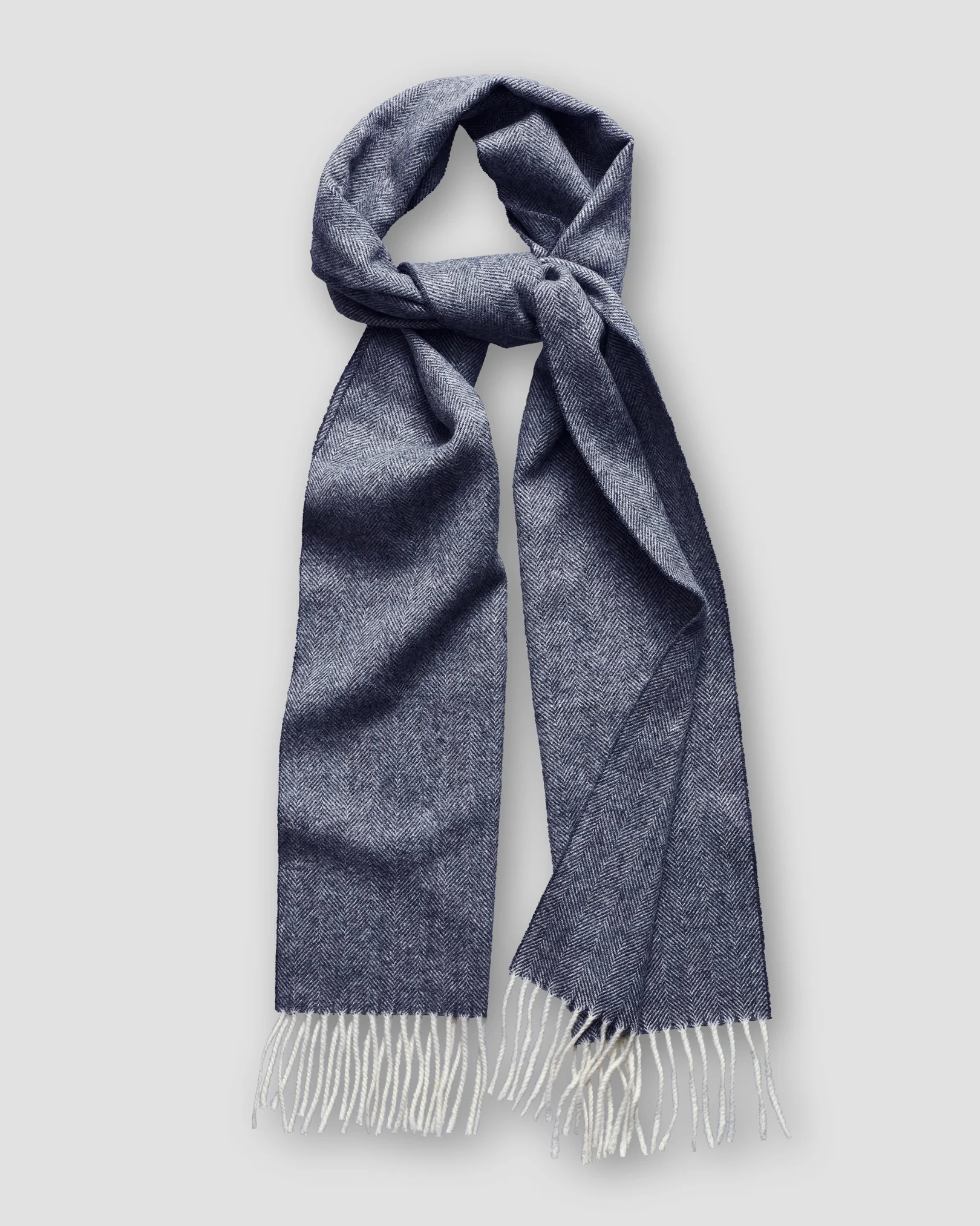 Eton - blue herringbone wool scarf