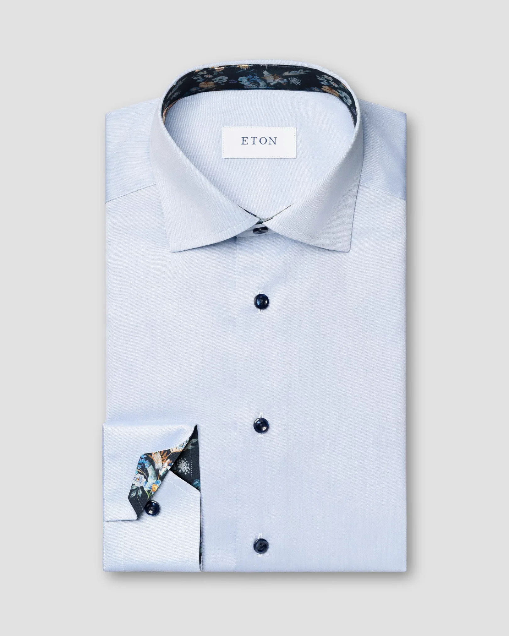 Eton - light blue floral effect shirt