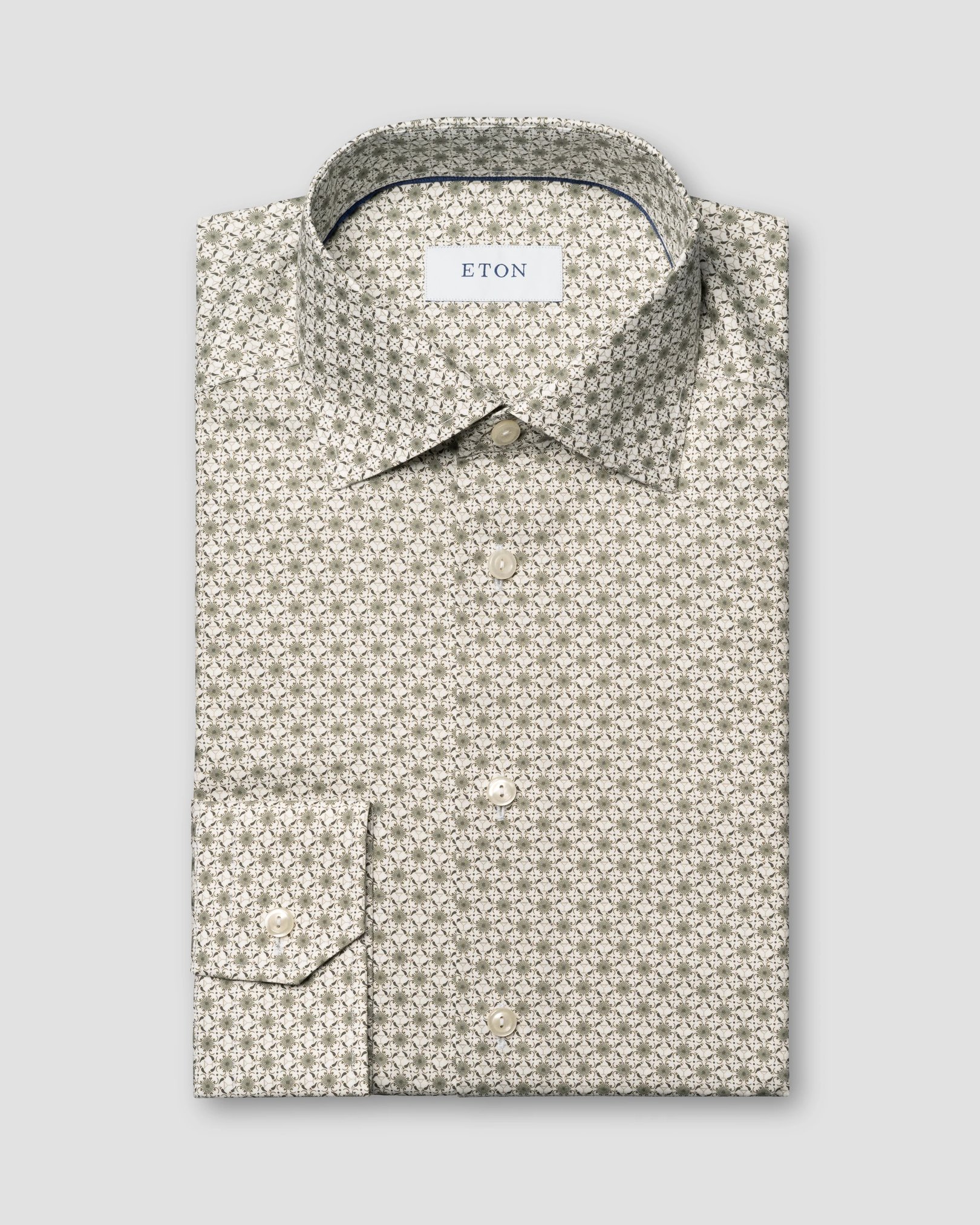 Eton - beige geometric signature twill shirt
