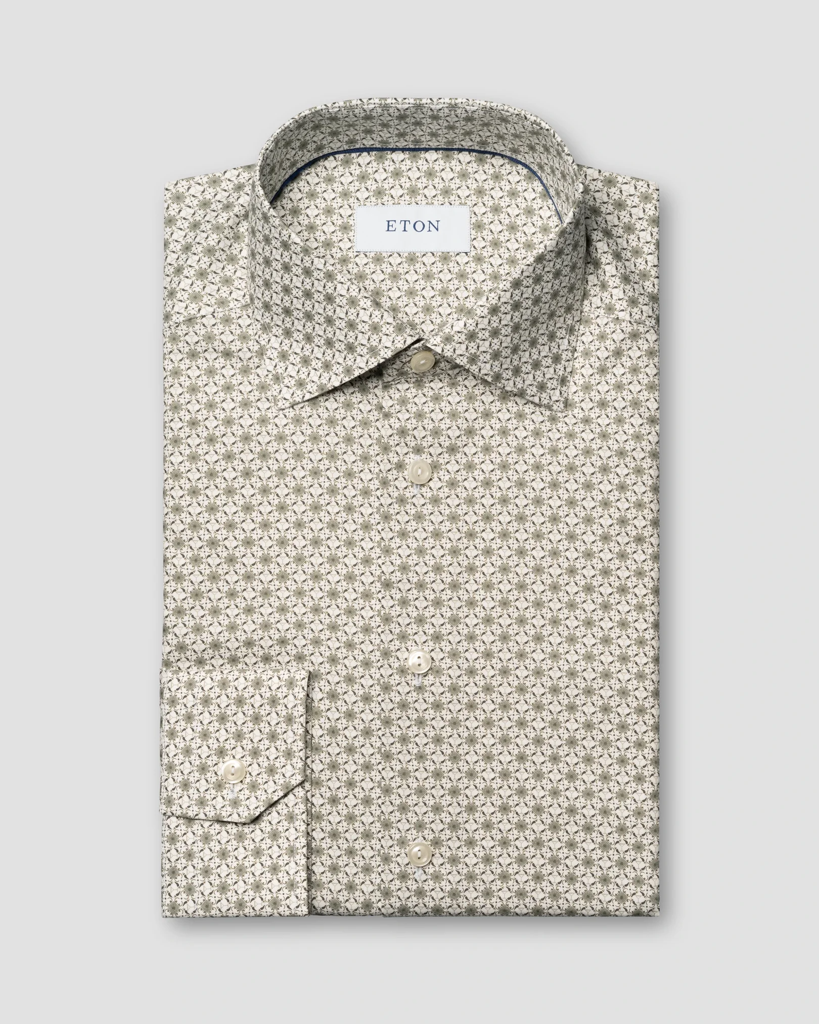 Eton - beige geometric signature twill shirt