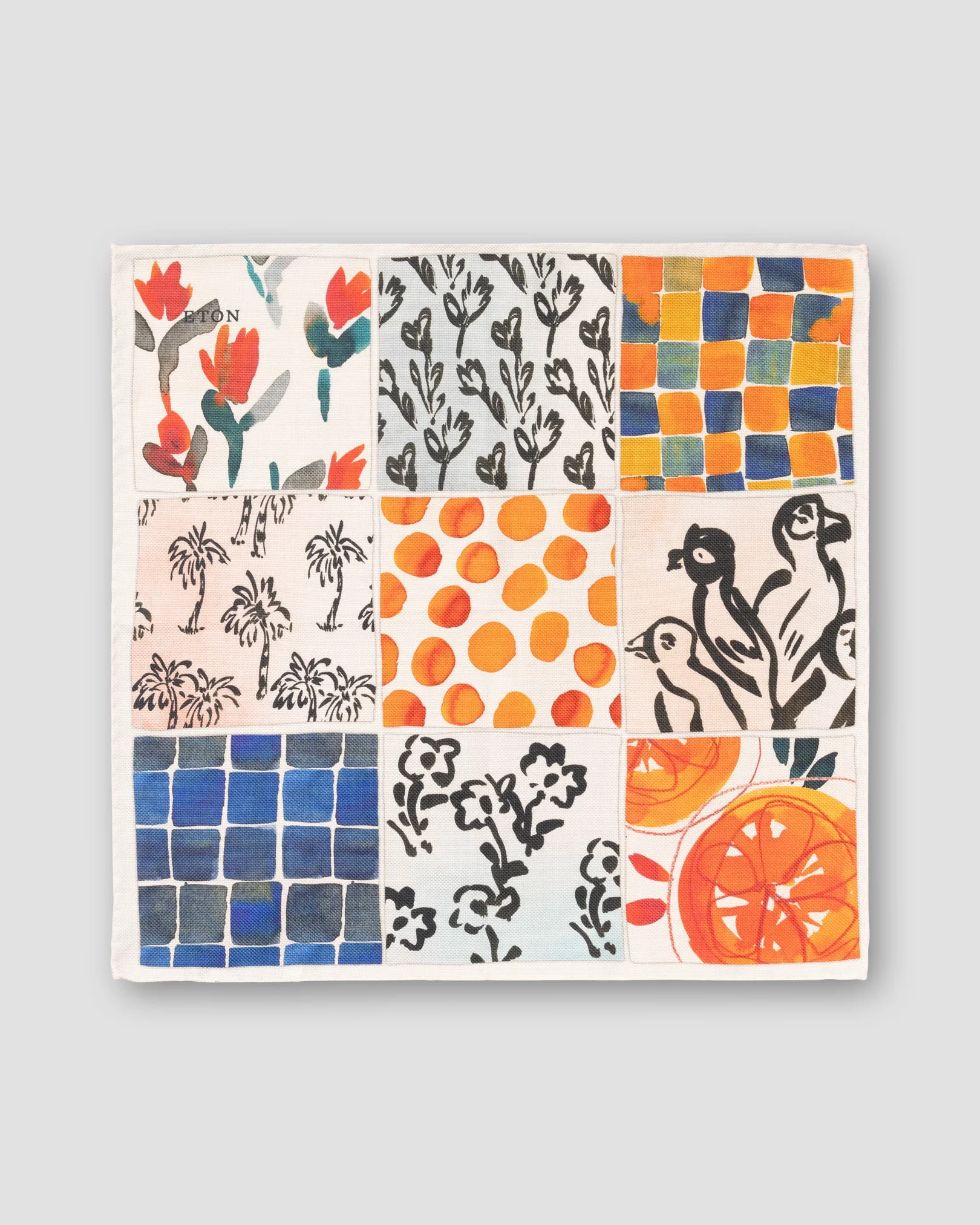 Eton - multi motif cotton pocket square