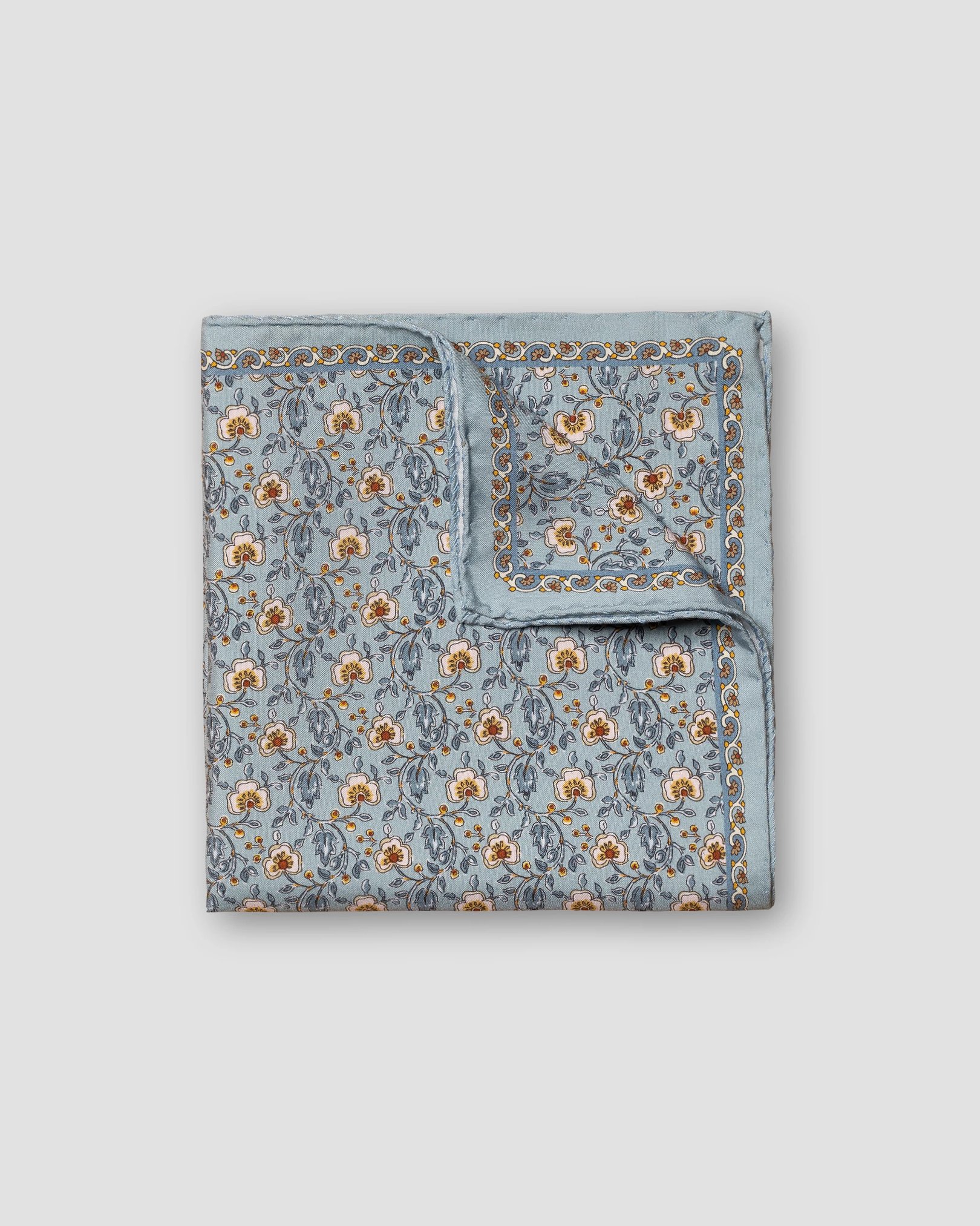 Eton - blue geometric print fuji silk pocket square micro print