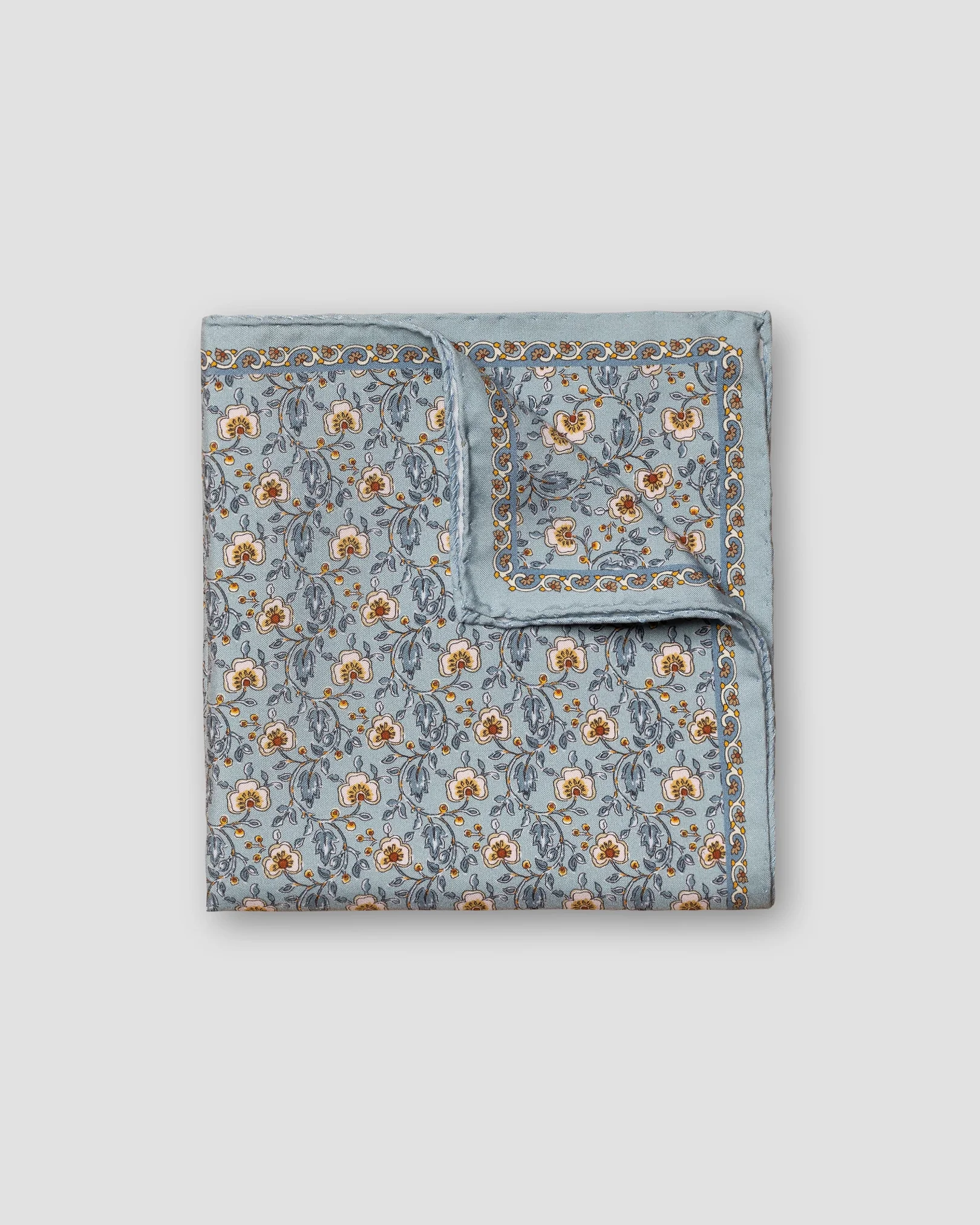 Eton - blue geometric print fuji silk pocket square micro print