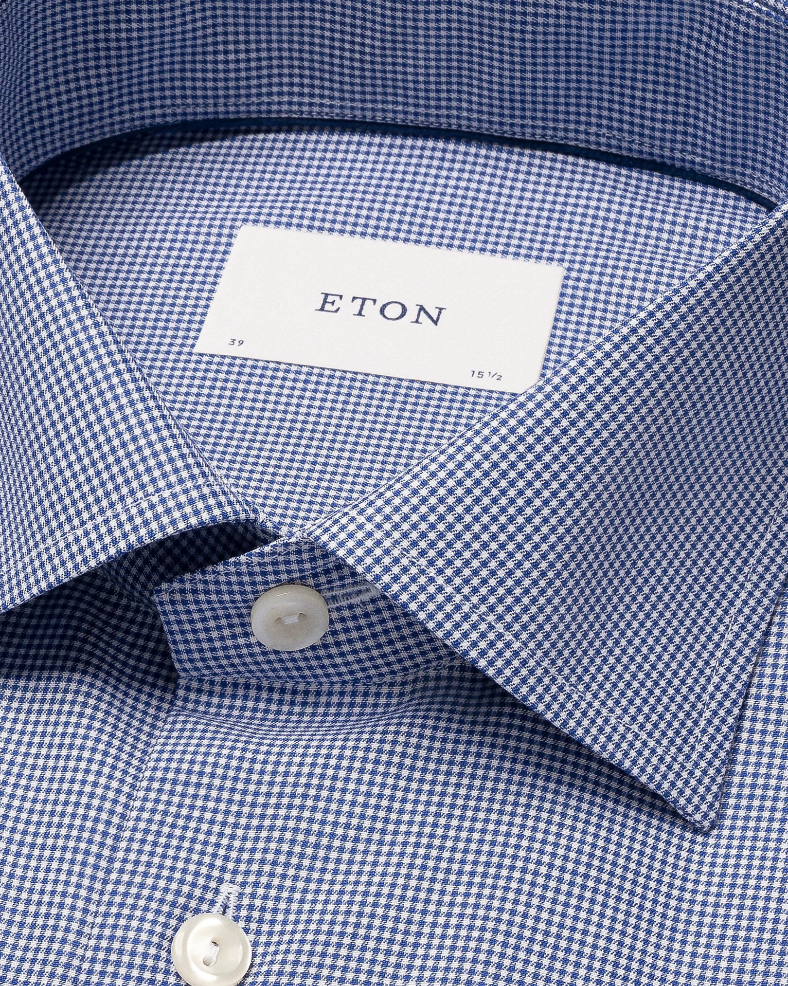 Eton - mid blue fine check signature twill shirt