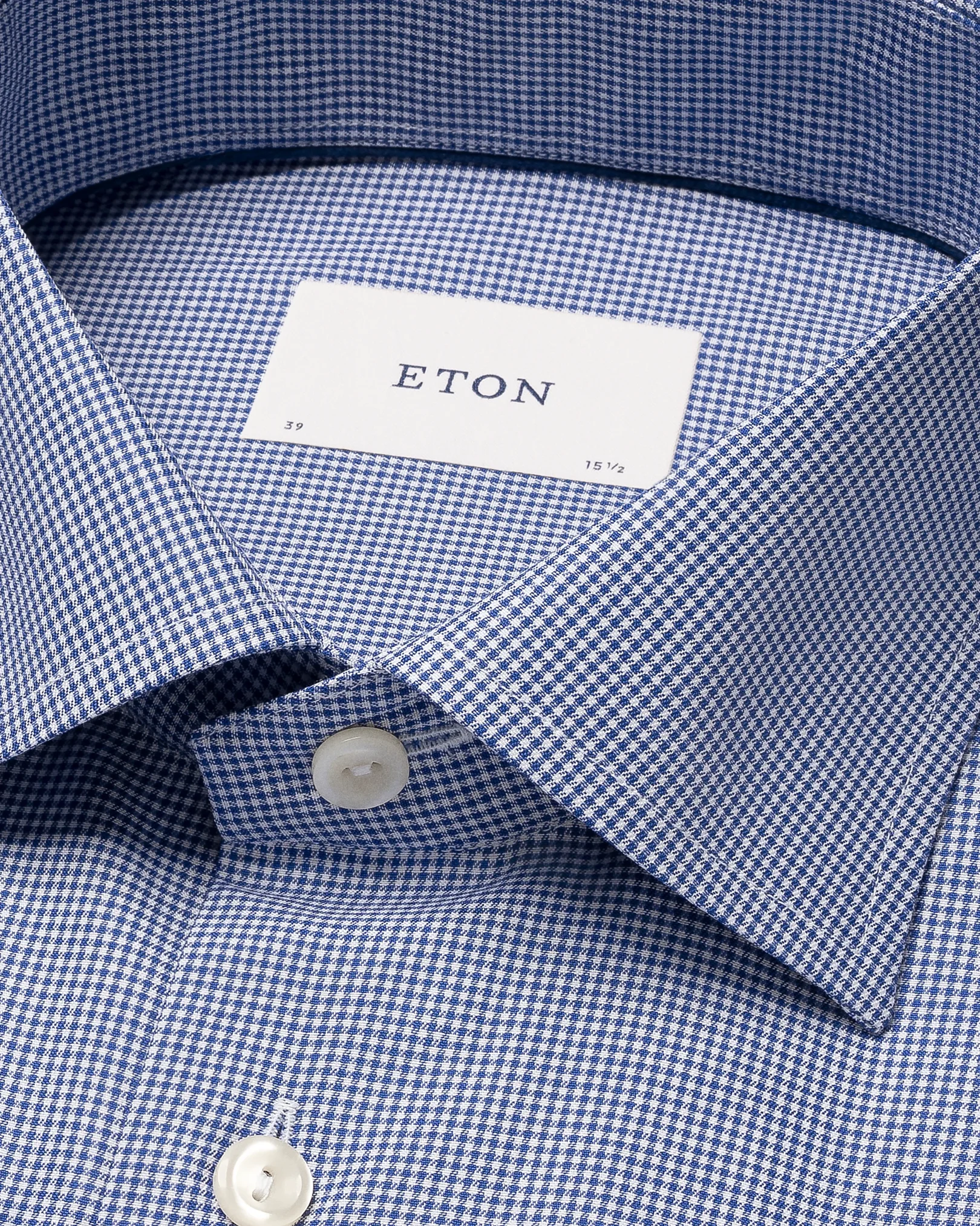 Eton - mid blue fine check signature twill shirt