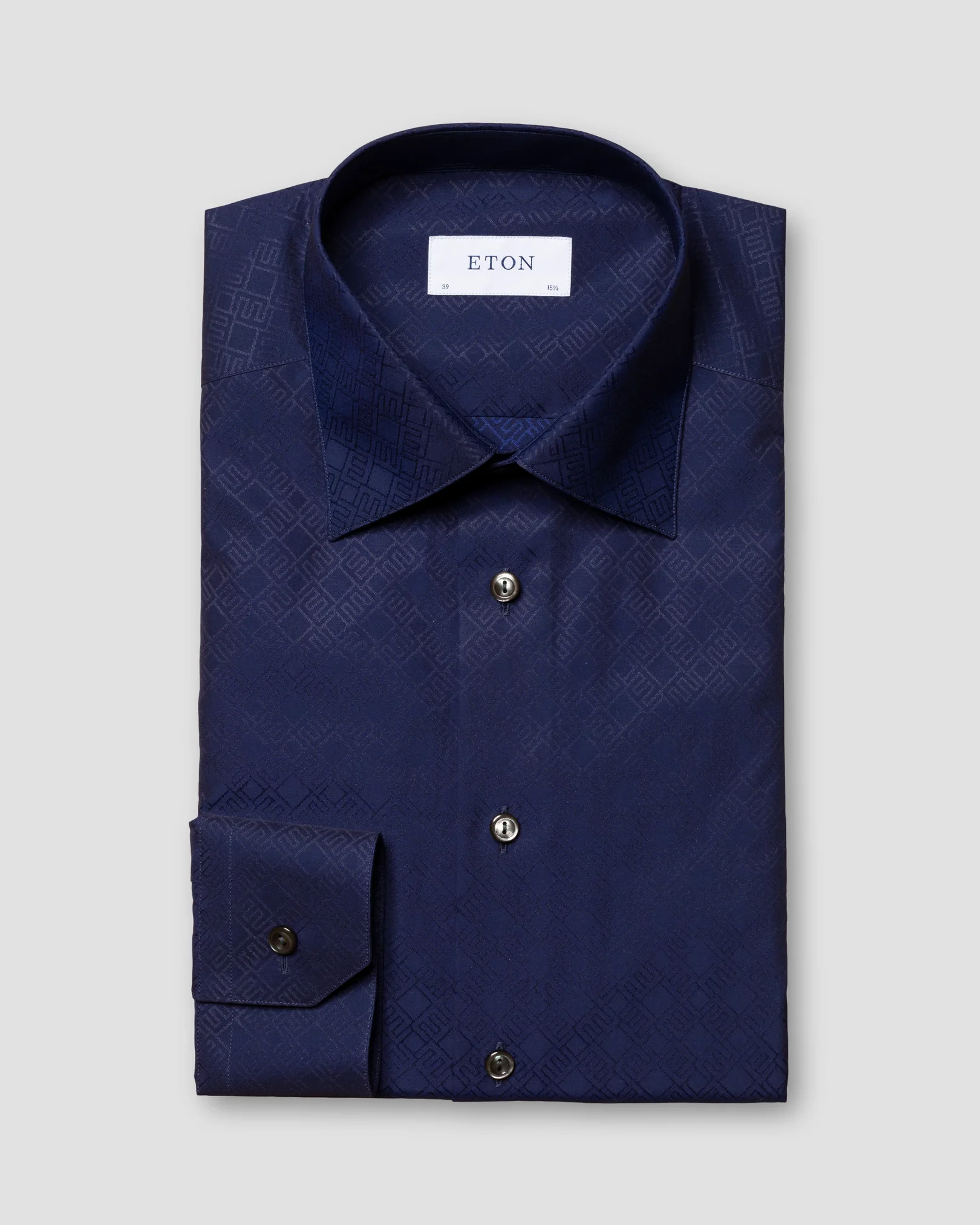 Eton - navy blue jacquard moderate cutaway