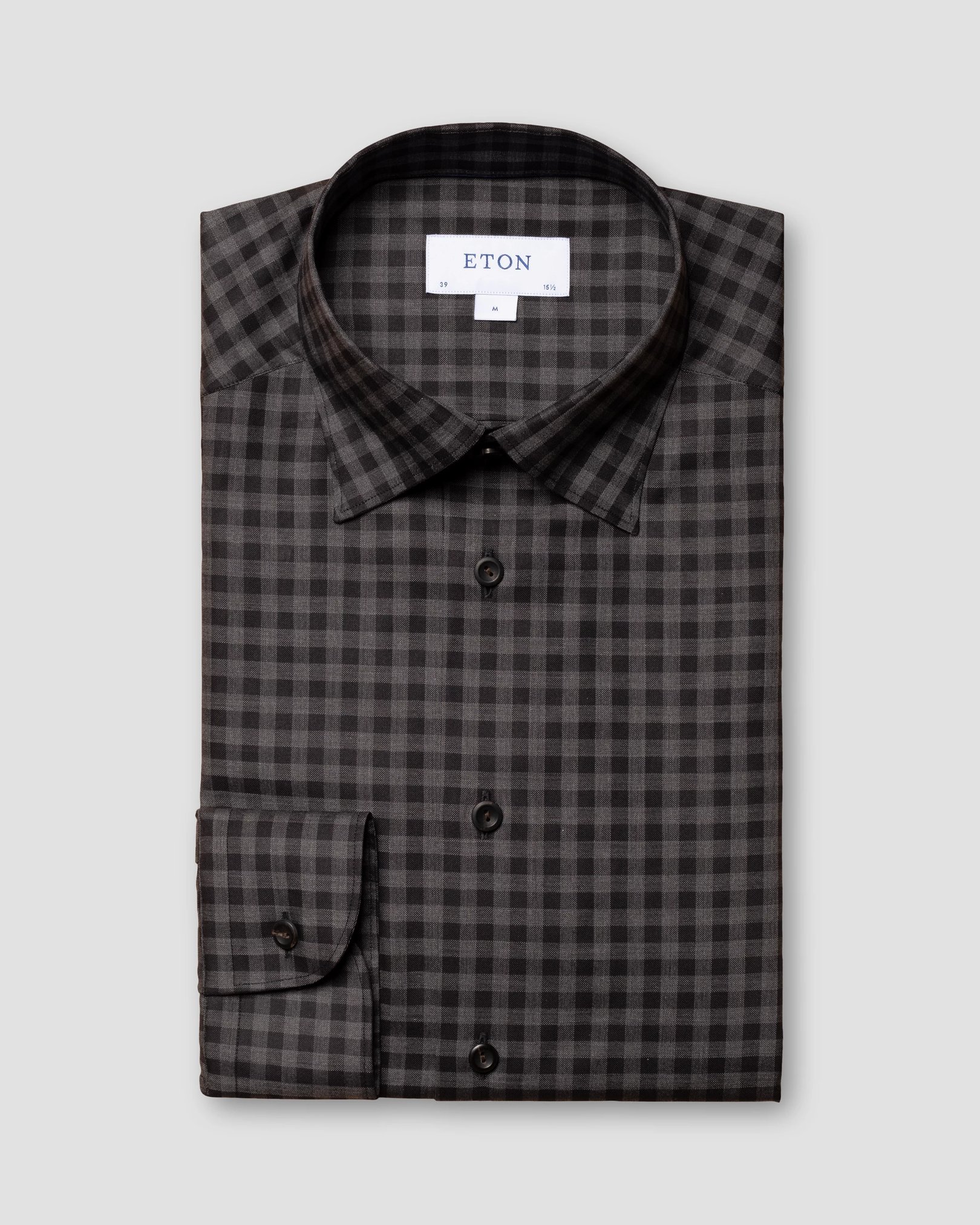 Eton - dark grey lightweight oxford buttonunder