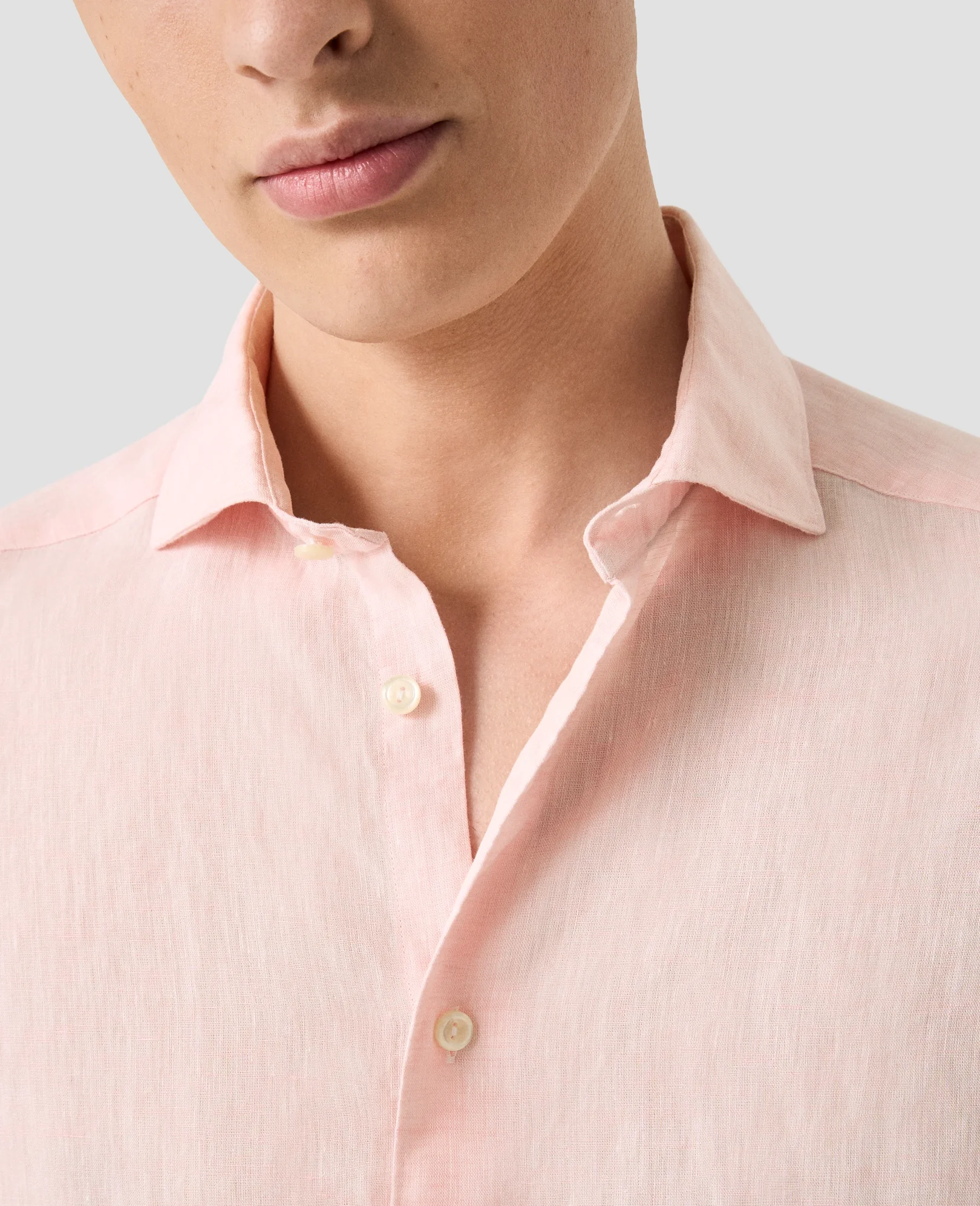 Eton - pink solid short sleeve linen shirt
