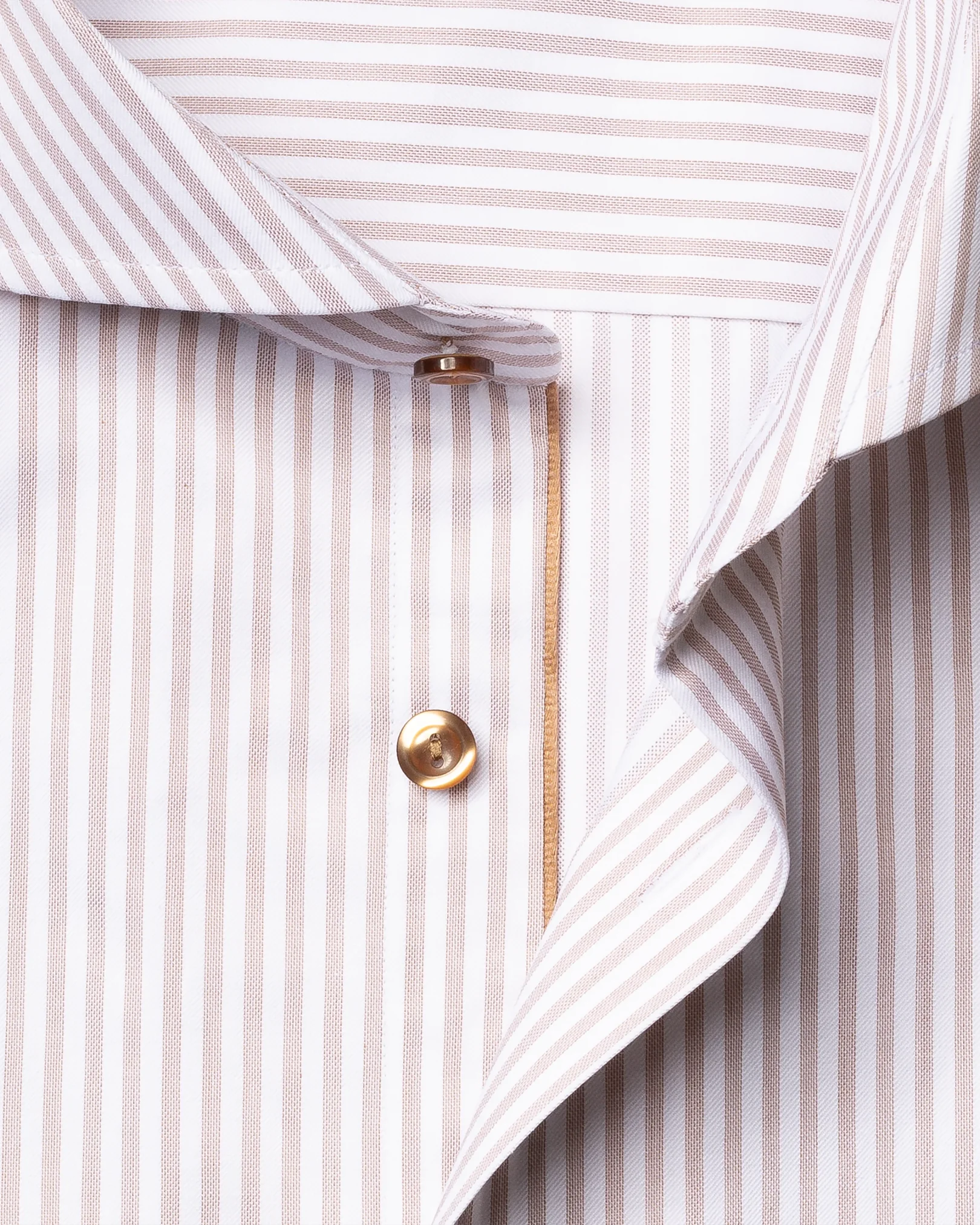 Eton - light brown striped signature twill shirt extreme cut away