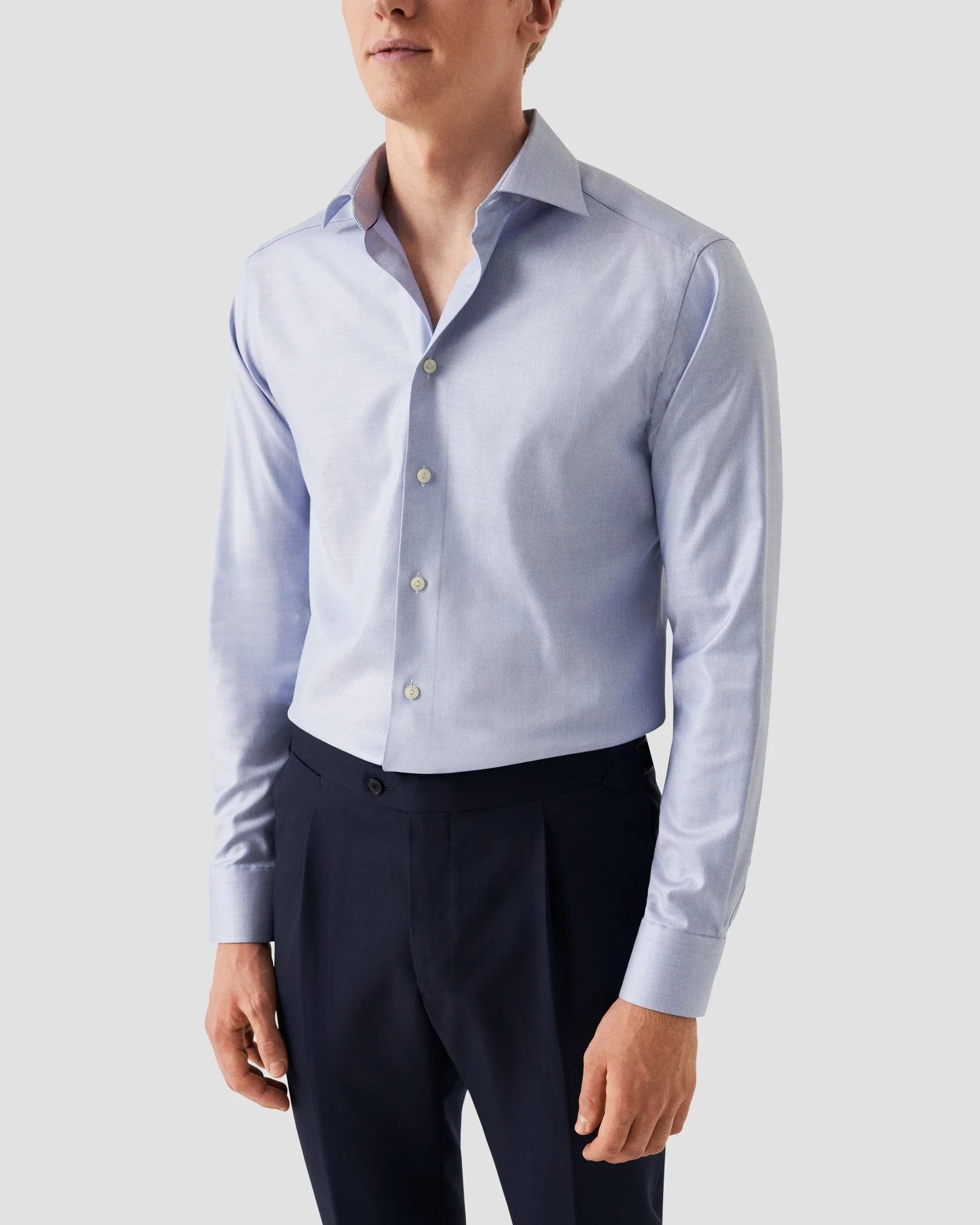Eton - light purple melange solid cotton tencel tm lyocell shirt