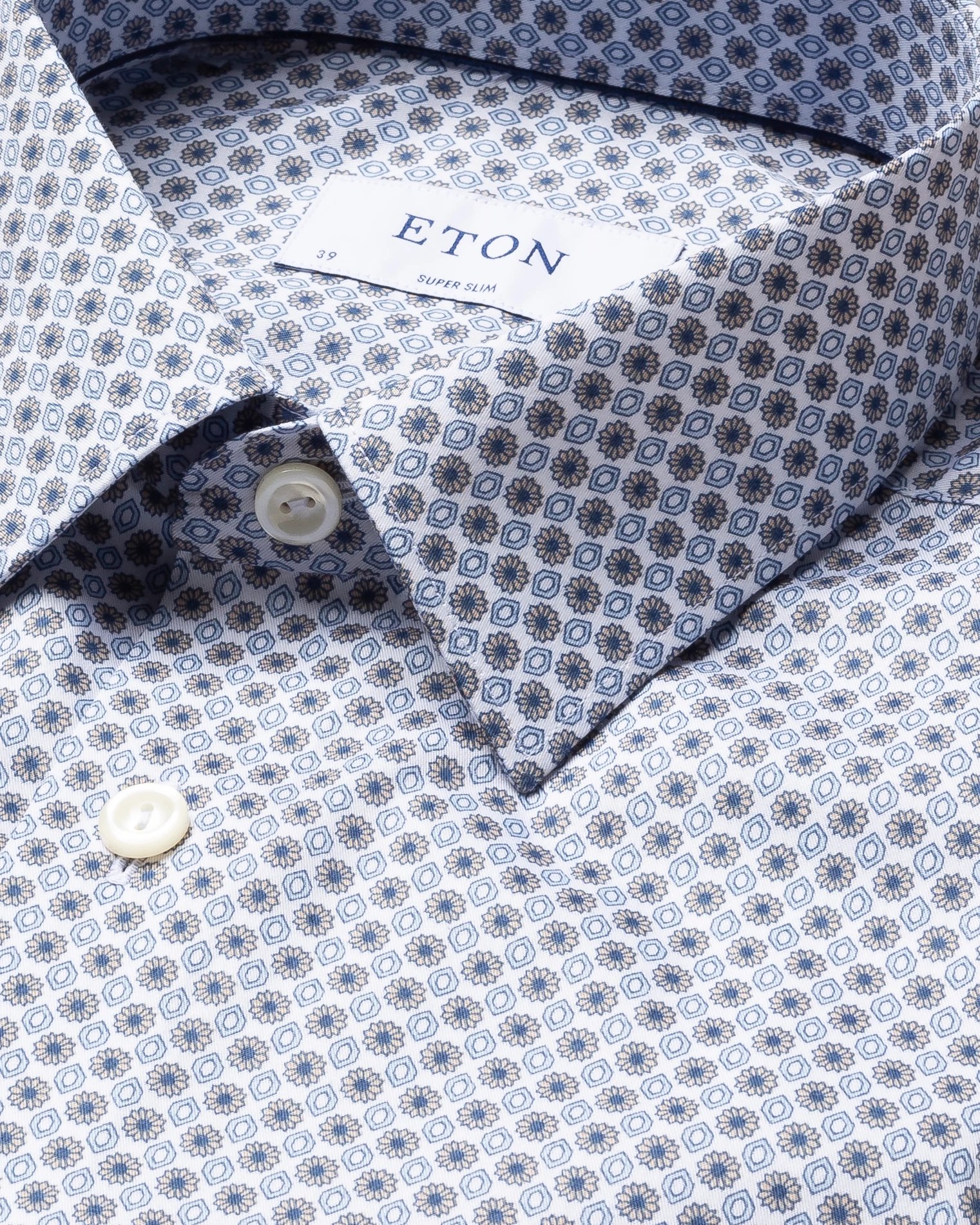 Eton - beige medallions print shirt pointed