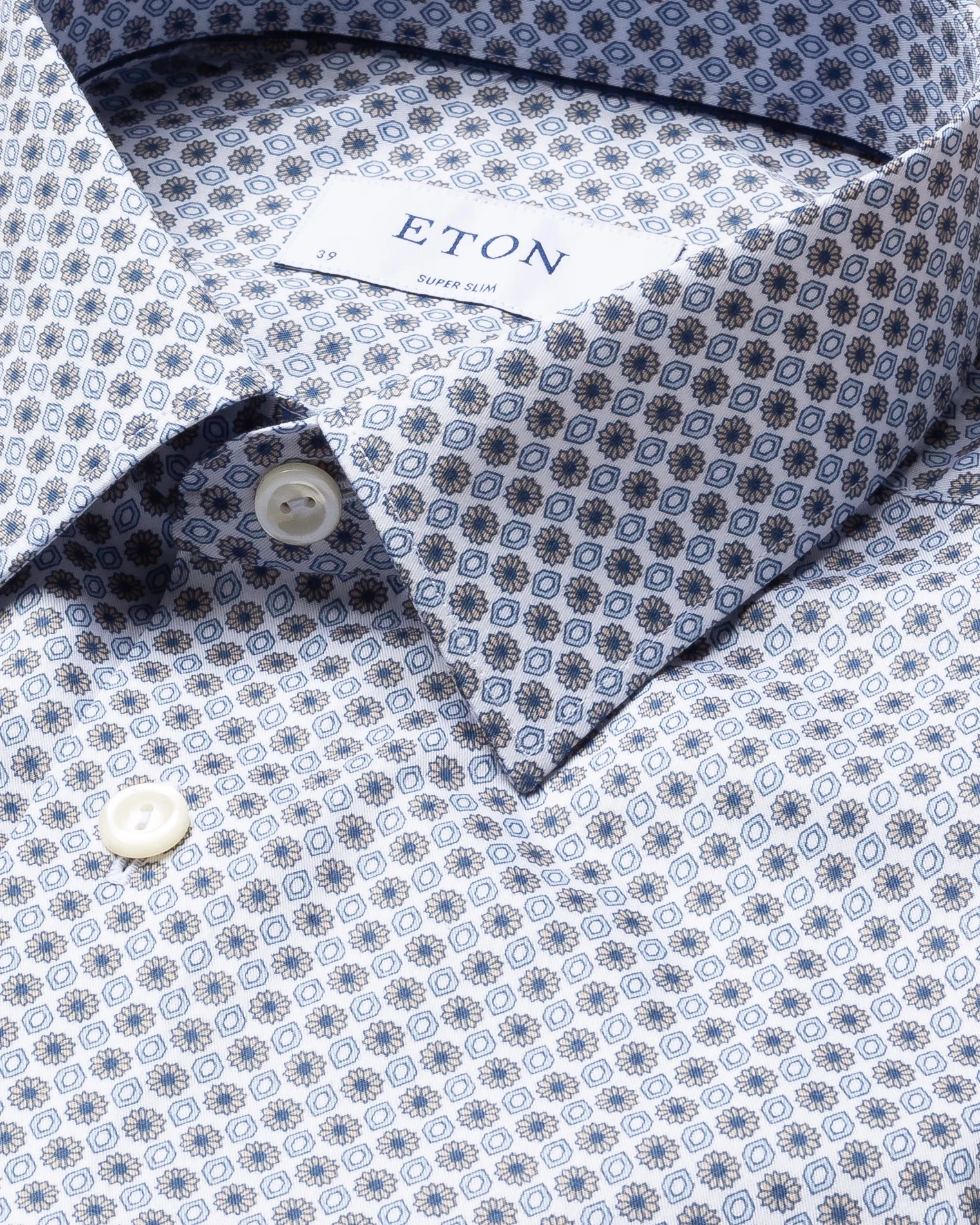 Eton - beige medallions print shirt pointed