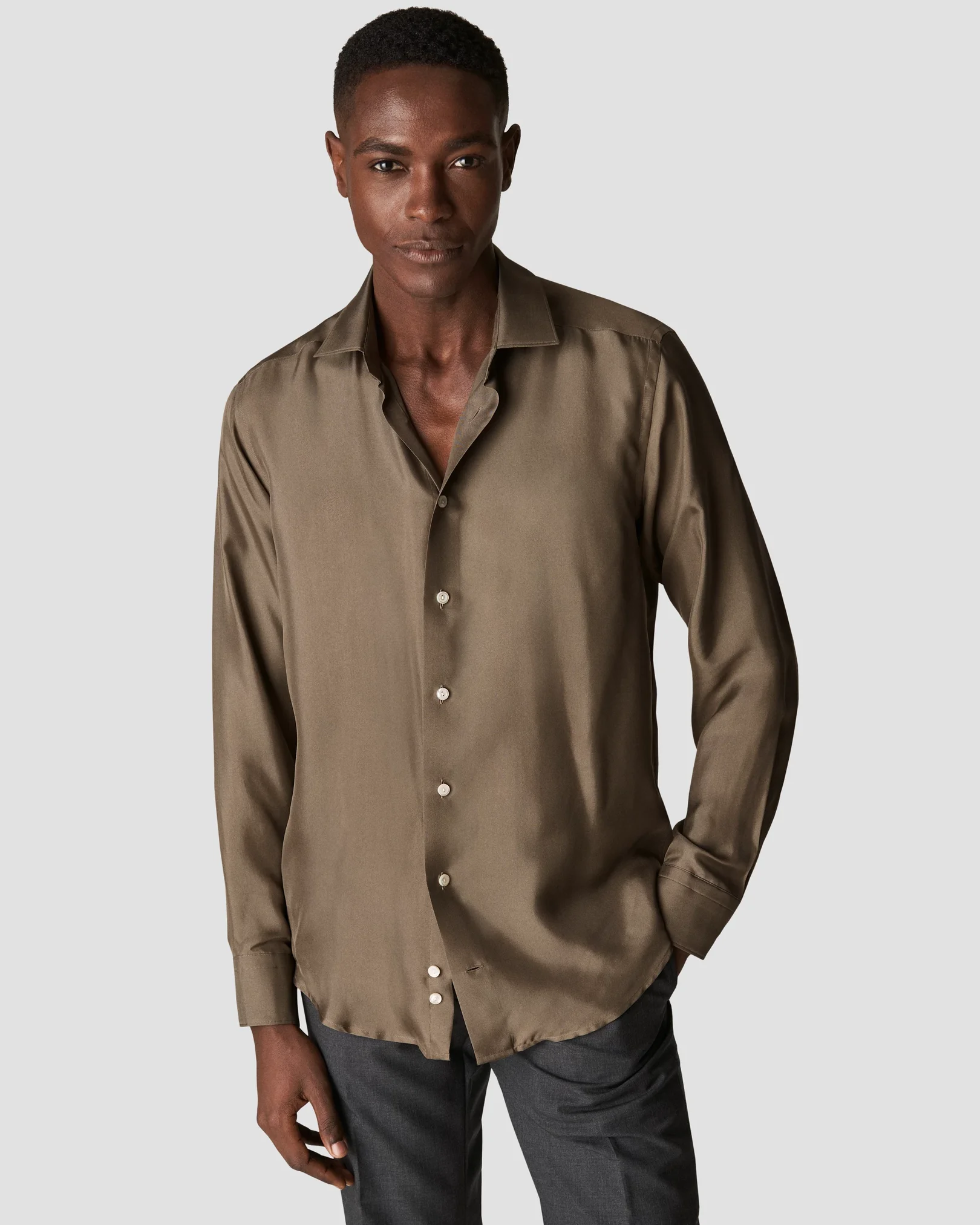 Eton - dark green silk shirt