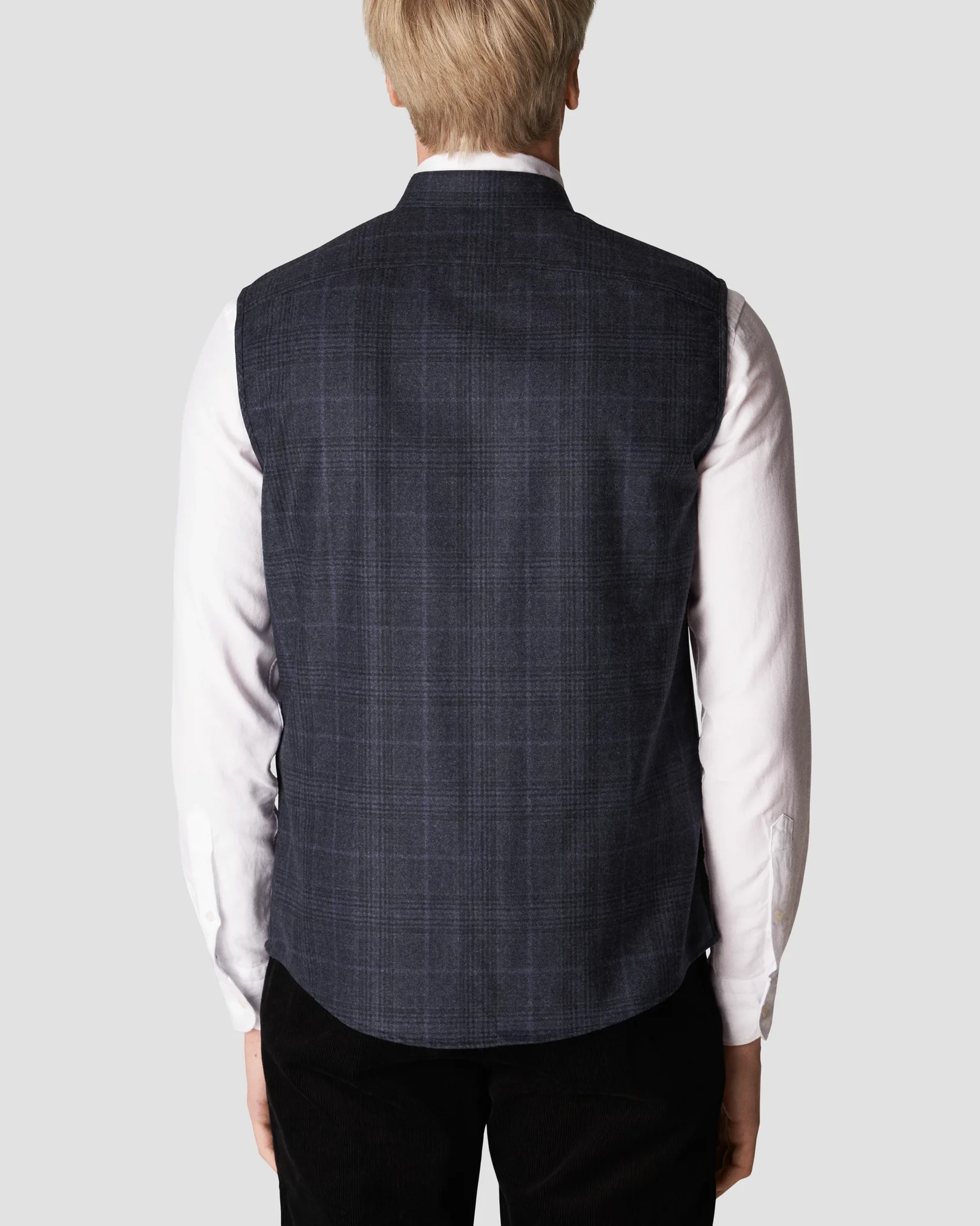 Eton - checked navy blue twill wool cashmere